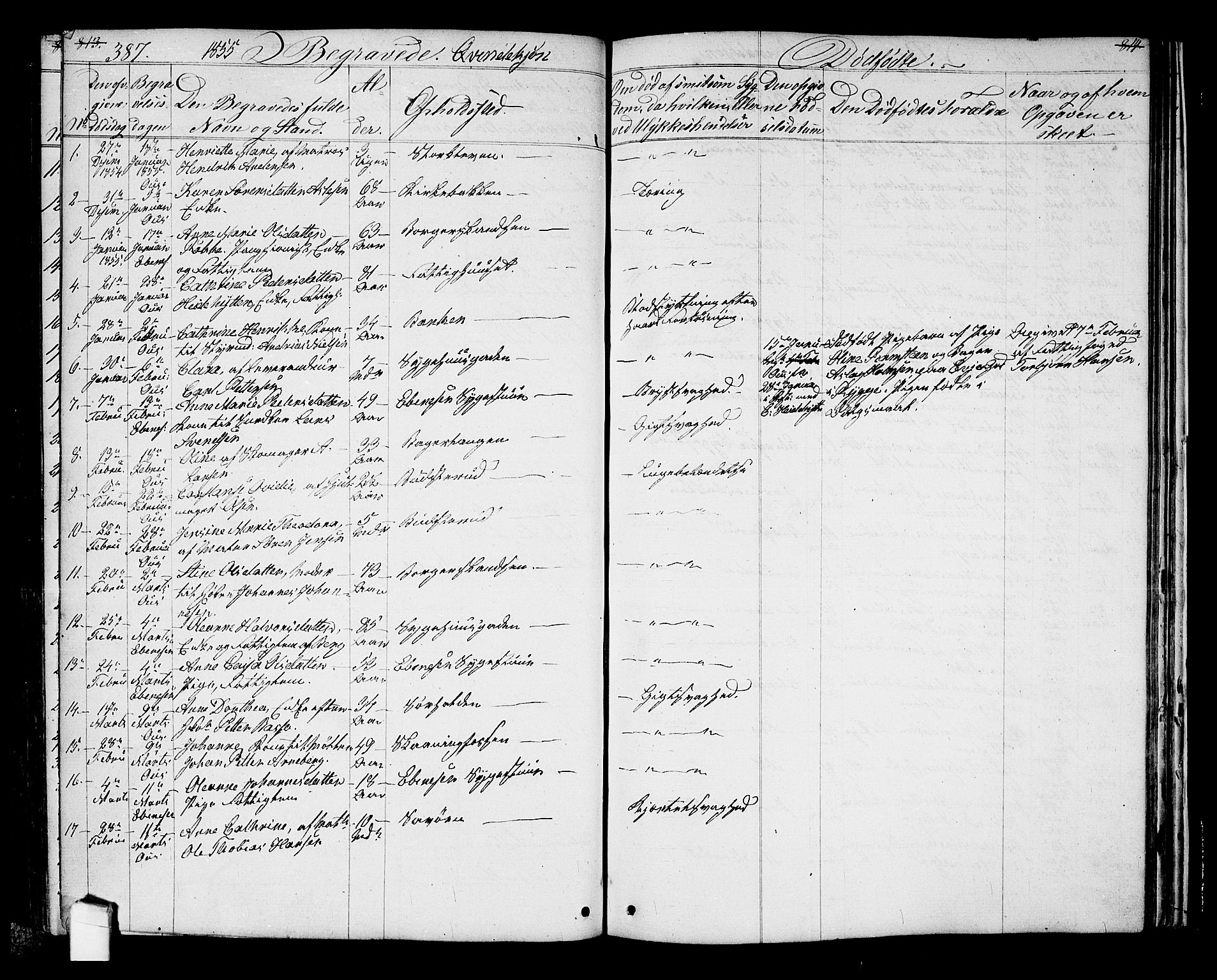 Halden prestekontor Kirkebøker, SAO/A-10909/G/Ga/L0005a: Parish register (copy) no. 5A, 1855-1864, p. 387