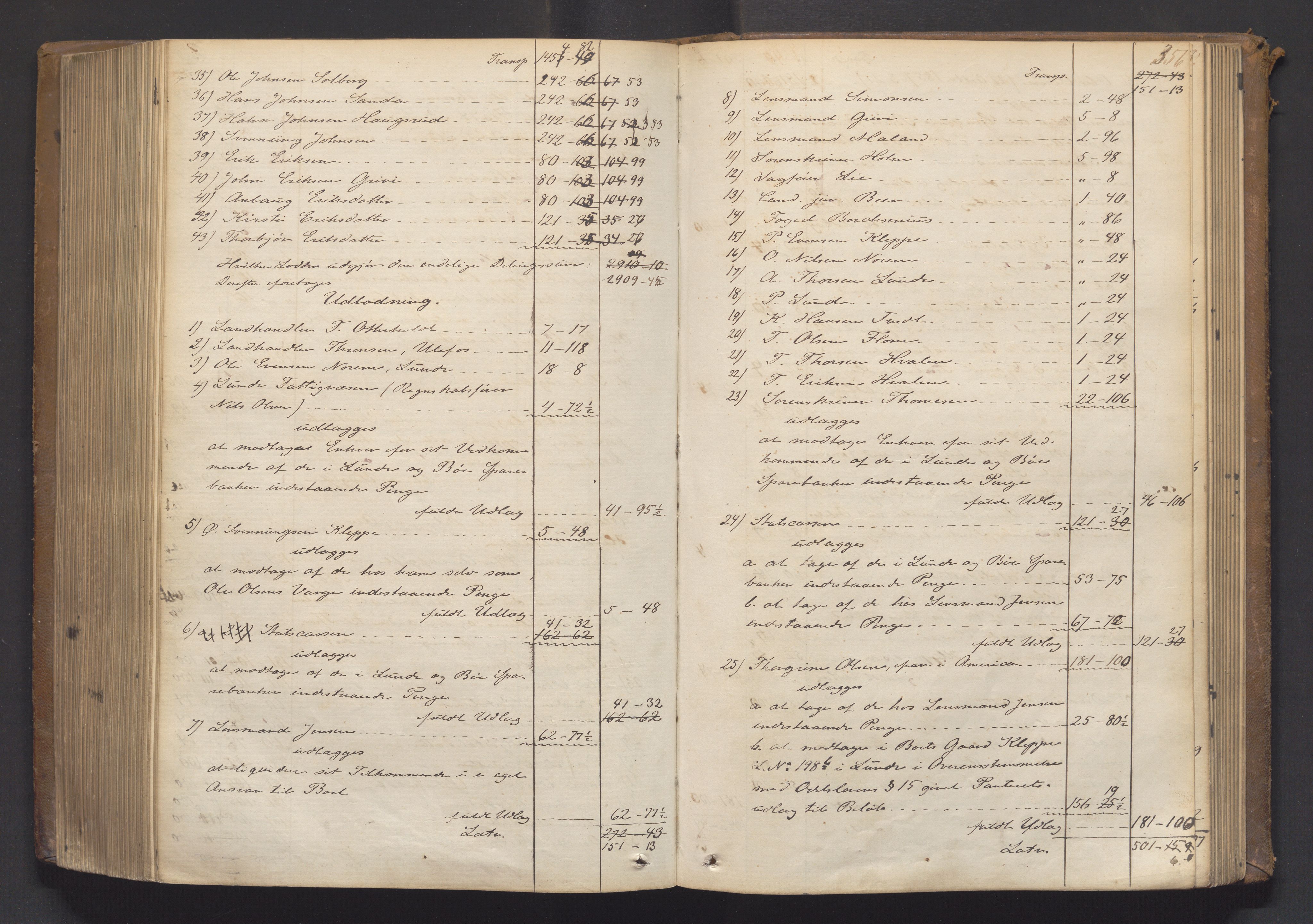 Nedre Telemark sorenskriveri, AV/SAKO-A-135/H/Hb/Hbe/L0002: Skifteutlodningsprotokoll, 1867-1878, p. 355b-356a