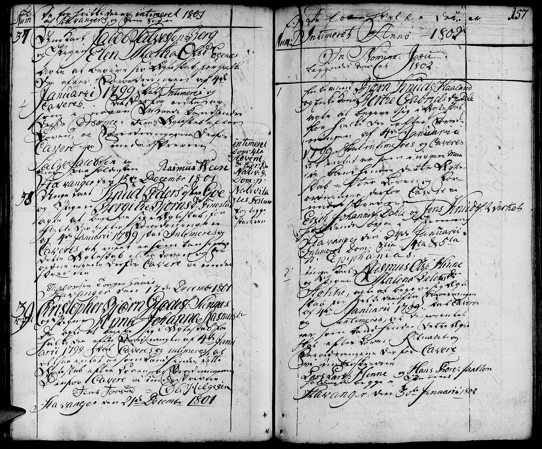 Domkirken sokneprestkontor, SAST/A-101812/001/30/30BA/L0006: Parish register (official) no. A 6, 1783-1815, p. 157