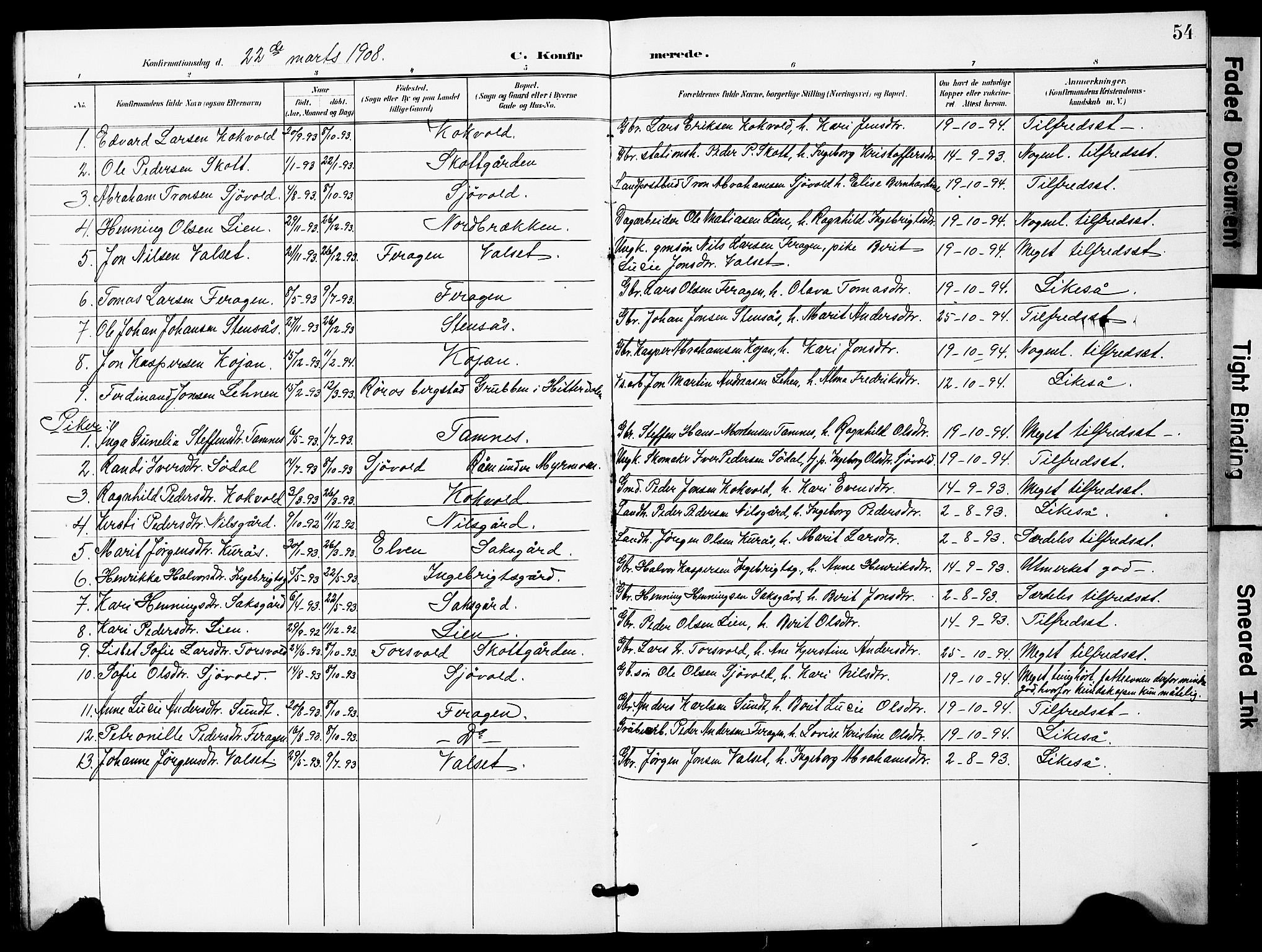 Ministerialprotokoller, klokkerbøker og fødselsregistre - Sør-Trøndelag, SAT/A-1456/683/L0950: Parish register (copy) no. 683C02, 1897-1918, p. 54