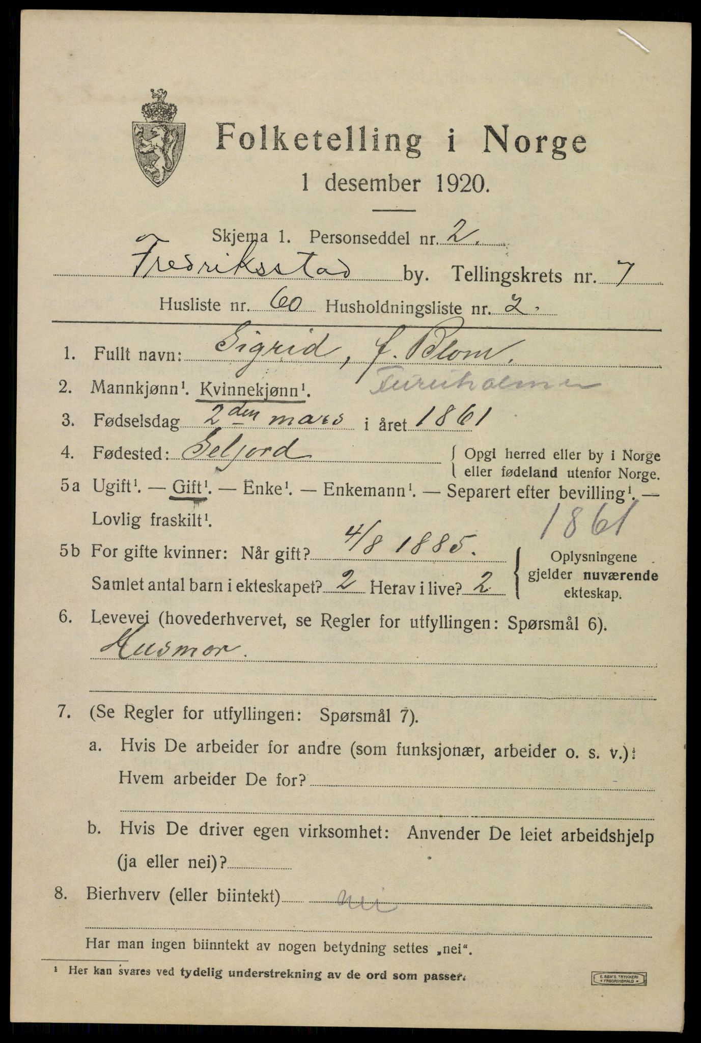 SAO, 1920 census for Fredrikstad, 1920, p. 22881