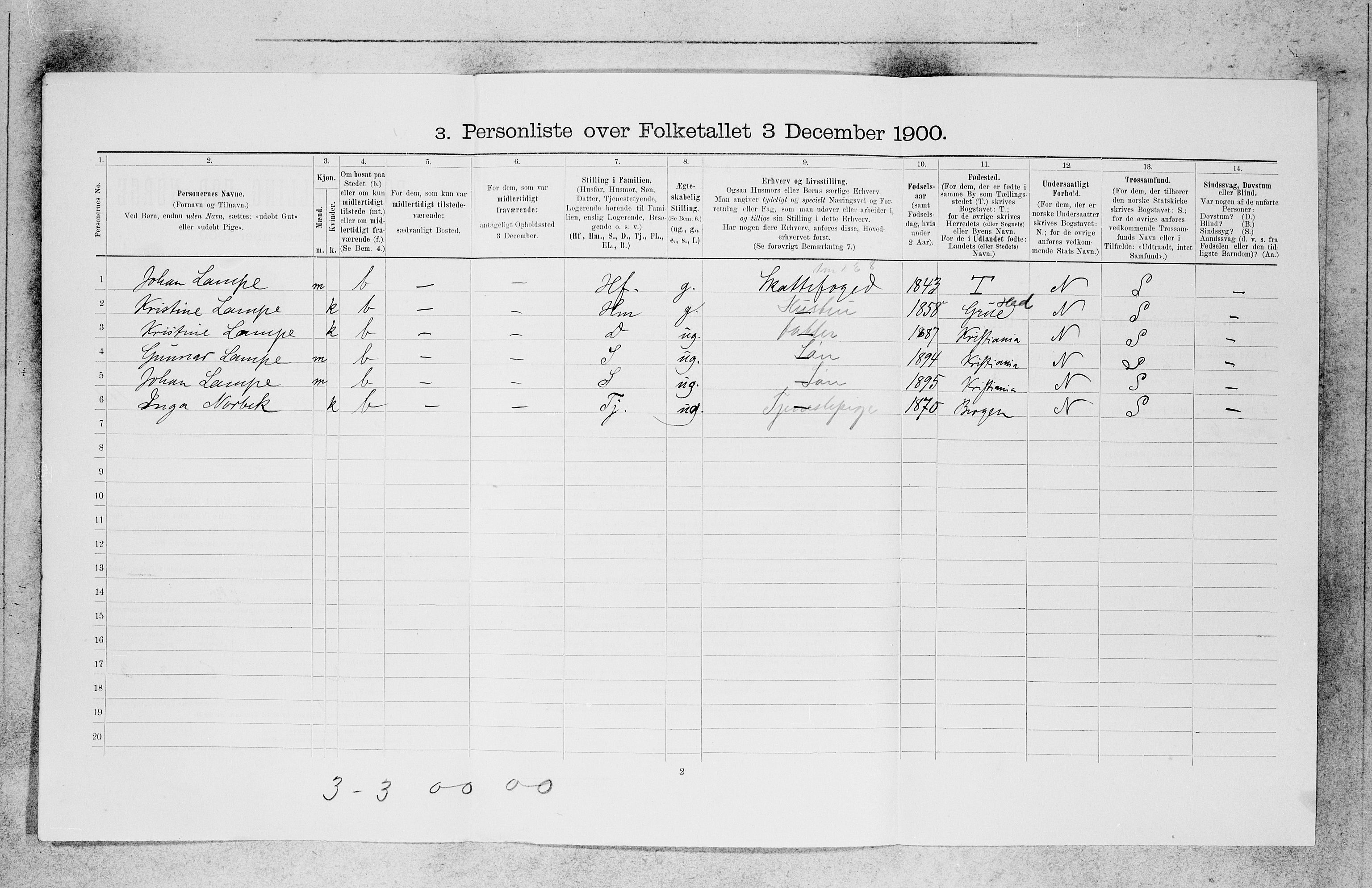 SAB, 1900 census for Bergen, 1900, p. 29586