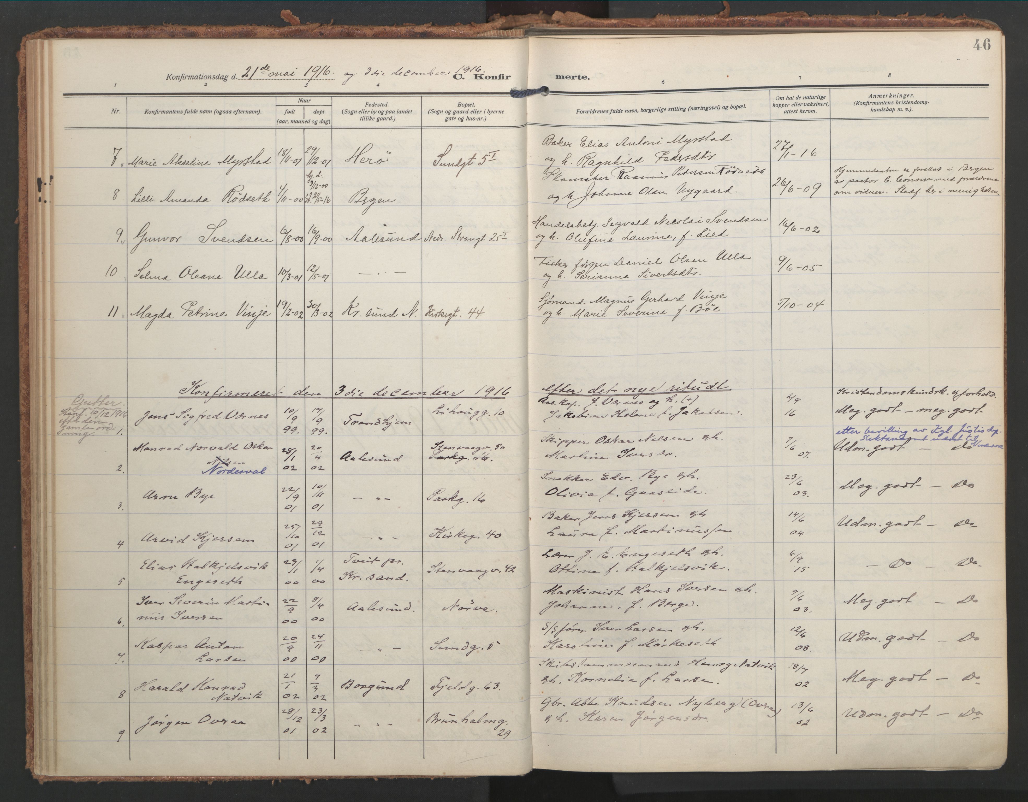 Ministerialprotokoller, klokkerbøker og fødselsregistre - Møre og Romsdal, AV/SAT-A-1454/529/L0461: Parish register (official) no. 529A11, 1914-1925, p. 46