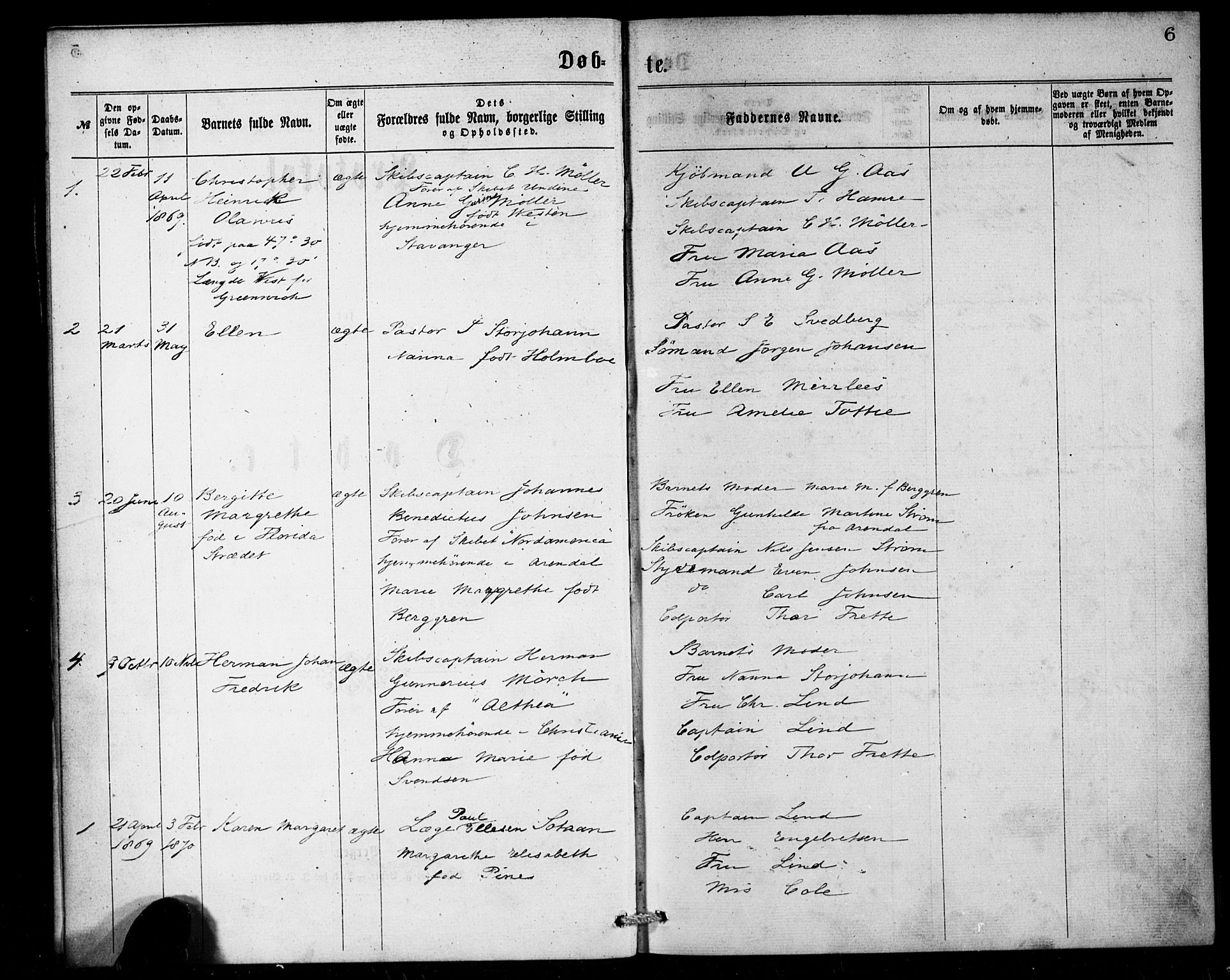  Den norske sjømannsmisjon i utlandet/London m/bistasjoner, SAB/SAB/PA-0103/H/Ha/L0001: Parish register (official) no. A 1, 1868-1887, p. 6