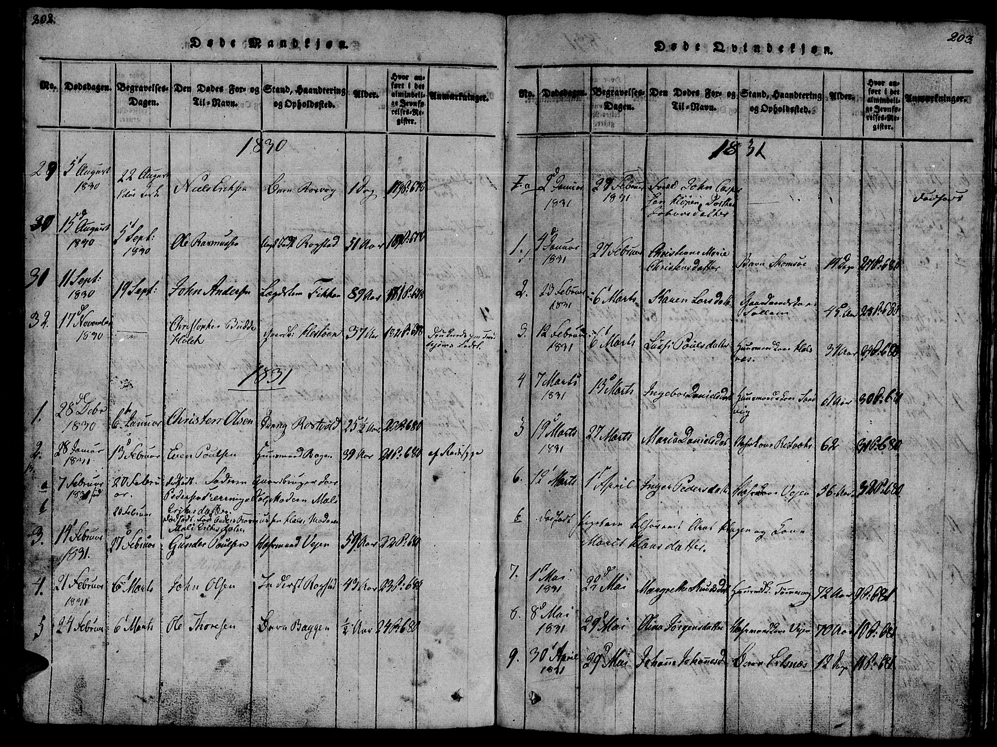 Ministerialprotokoller, klokkerbøker og fødselsregistre - Møre og Romsdal, AV/SAT-A-1454/581/L0933: Parish register (official) no. 581A03 /1, 1819-1836, p. 202-203