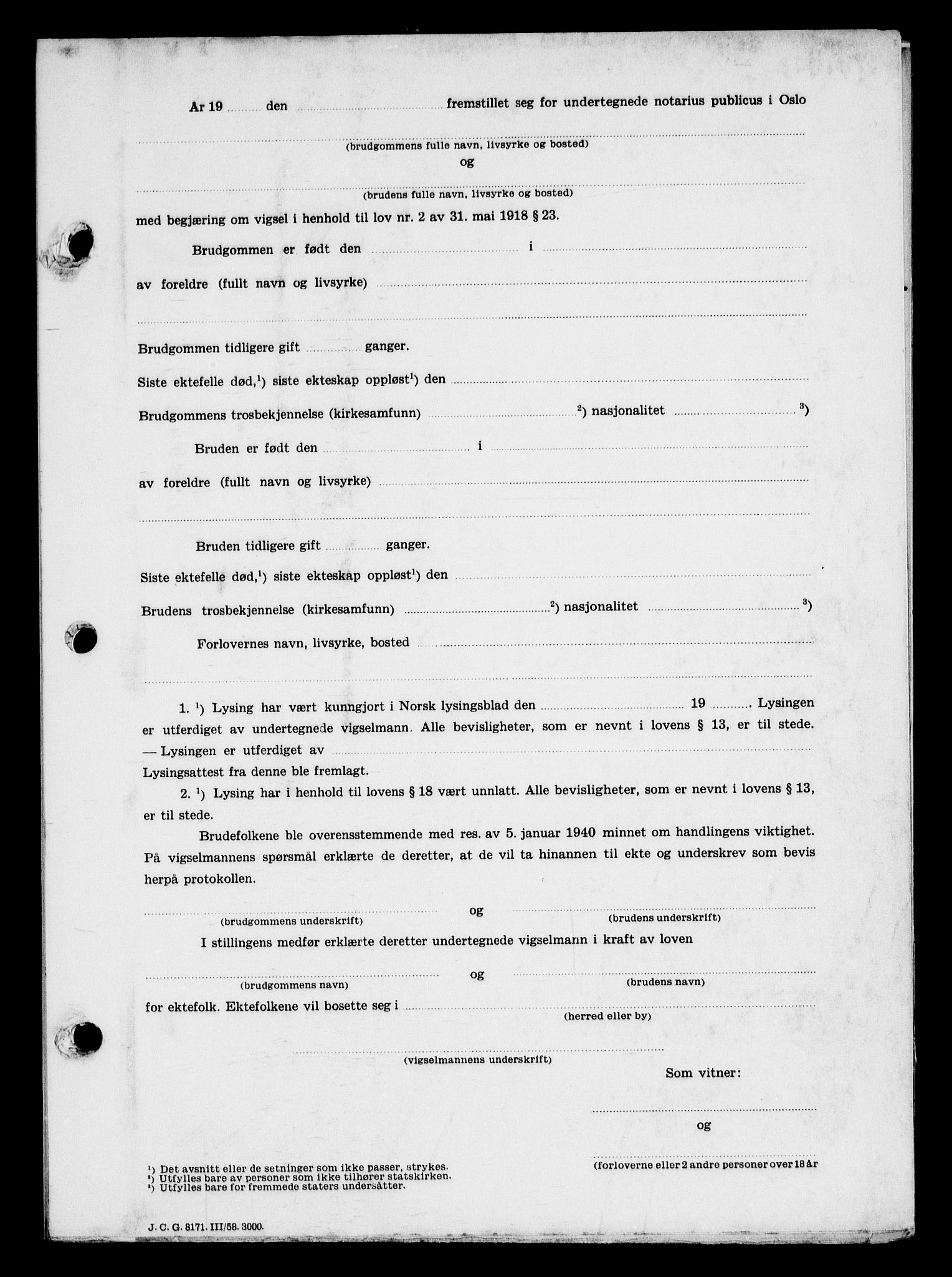 Oslo byfogd avd. I, AV/SAO-A-10220/L/Lb/Lbb/L0057: Notarialprotokoll, rekke II: Vigsler, 1946