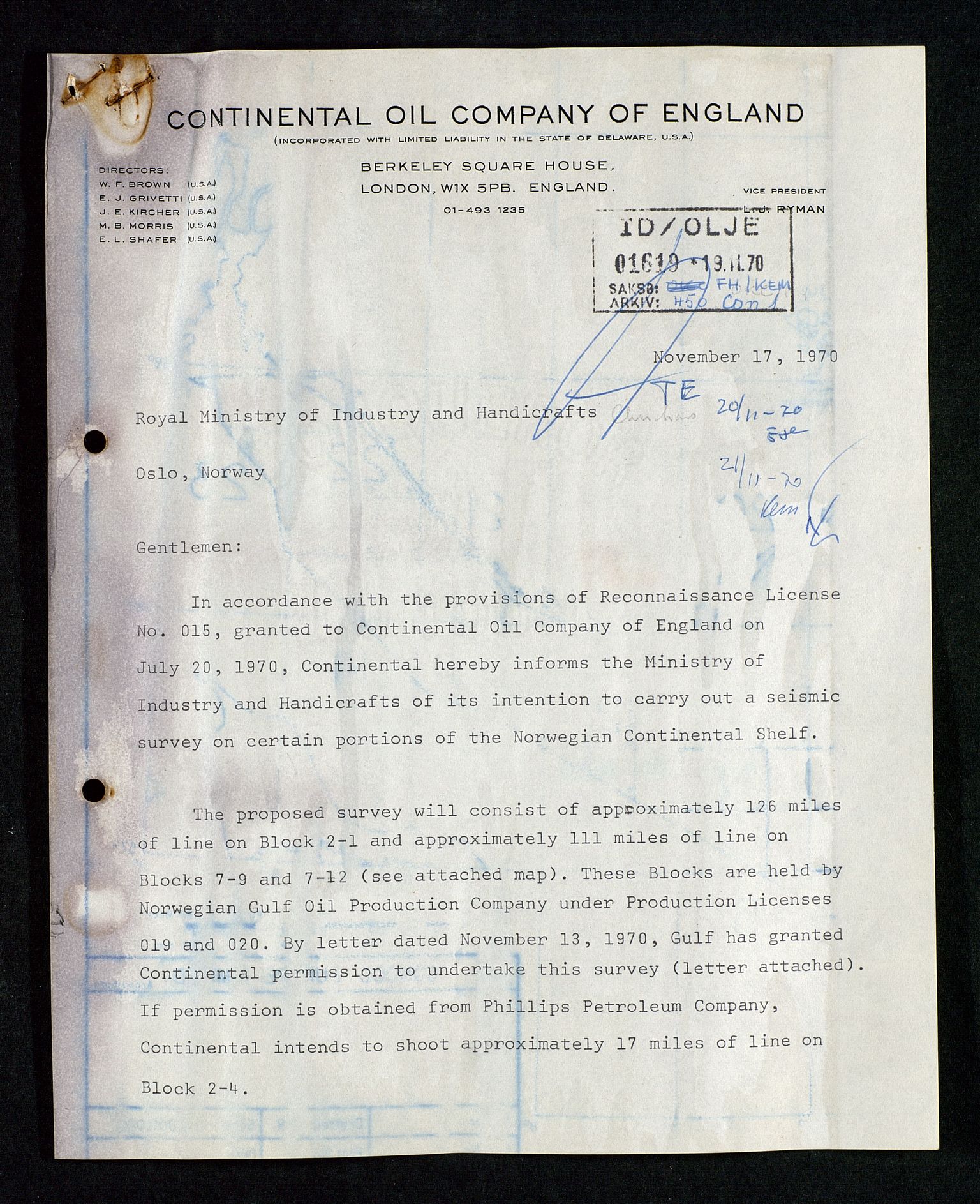 Industridepartementet, Oljekontoret, SAST/A-101348/Da/L0002: Arkivnøkkel 711 Undersøkelses- og utvinningstillatelser, 1964-1974, p. 330