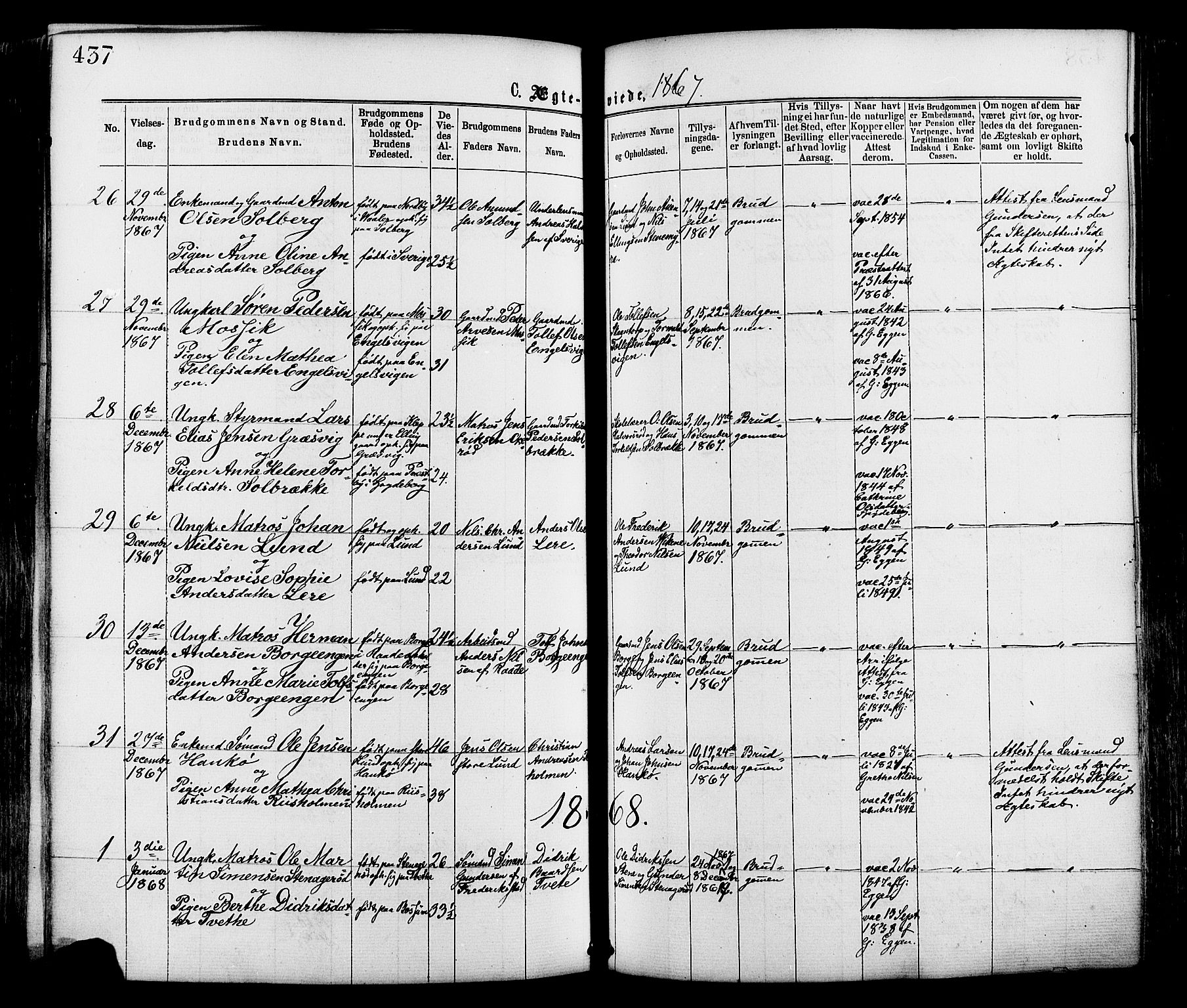 Onsøy prestekontor Kirkebøker, SAO/A-10914/F/Fa/L0004: Parish register (official) no. I 4, 1861-1877, p. 437