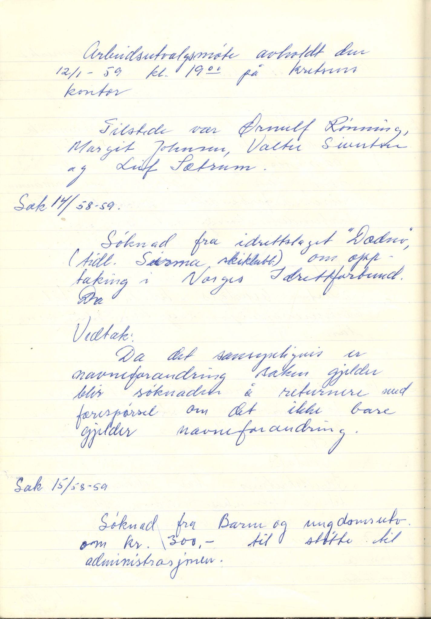 Aust-Finnmark Idrettskrets , FMFB/A-1041/A/L0005: Møteprotokoll for styre, ting og arbeidsutvalg, 1958-1963, p. 9