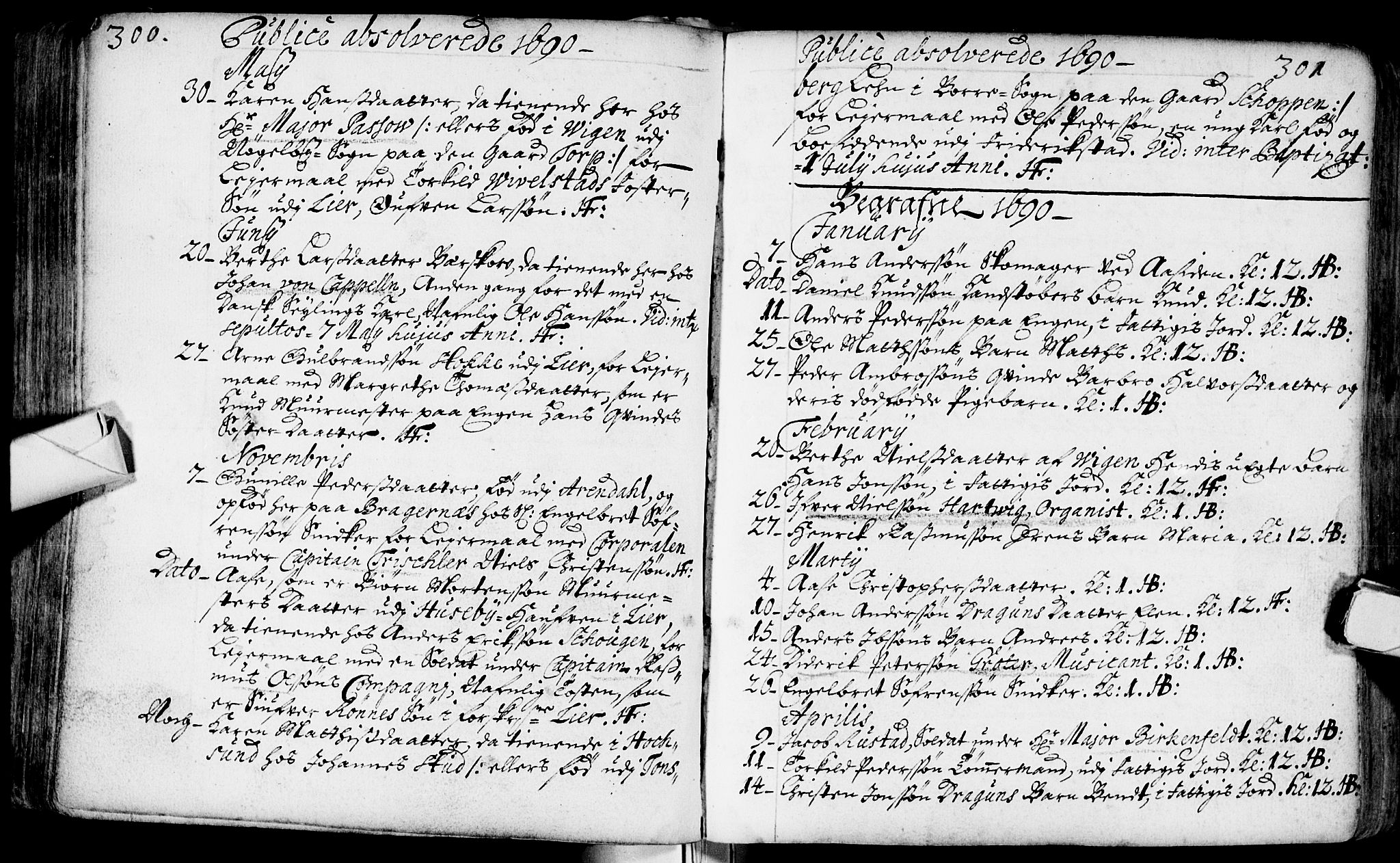 Bragernes kirkebøker, AV/SAKO-A-6/F/Fa/L0002: Parish register (official) no. I 2, 1680-1705, p. 300-301