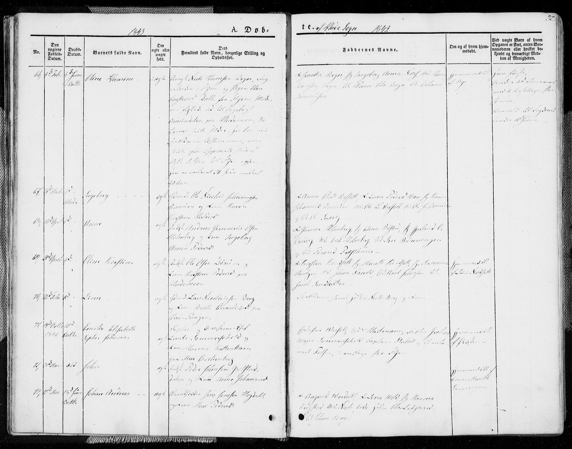 Ministerialprotokoller, klokkerbøker og fødselsregistre - Sør-Trøndelag, AV/SAT-A-1456/606/L0290: Parish register (official) no. 606A05, 1841-1847, p. 32