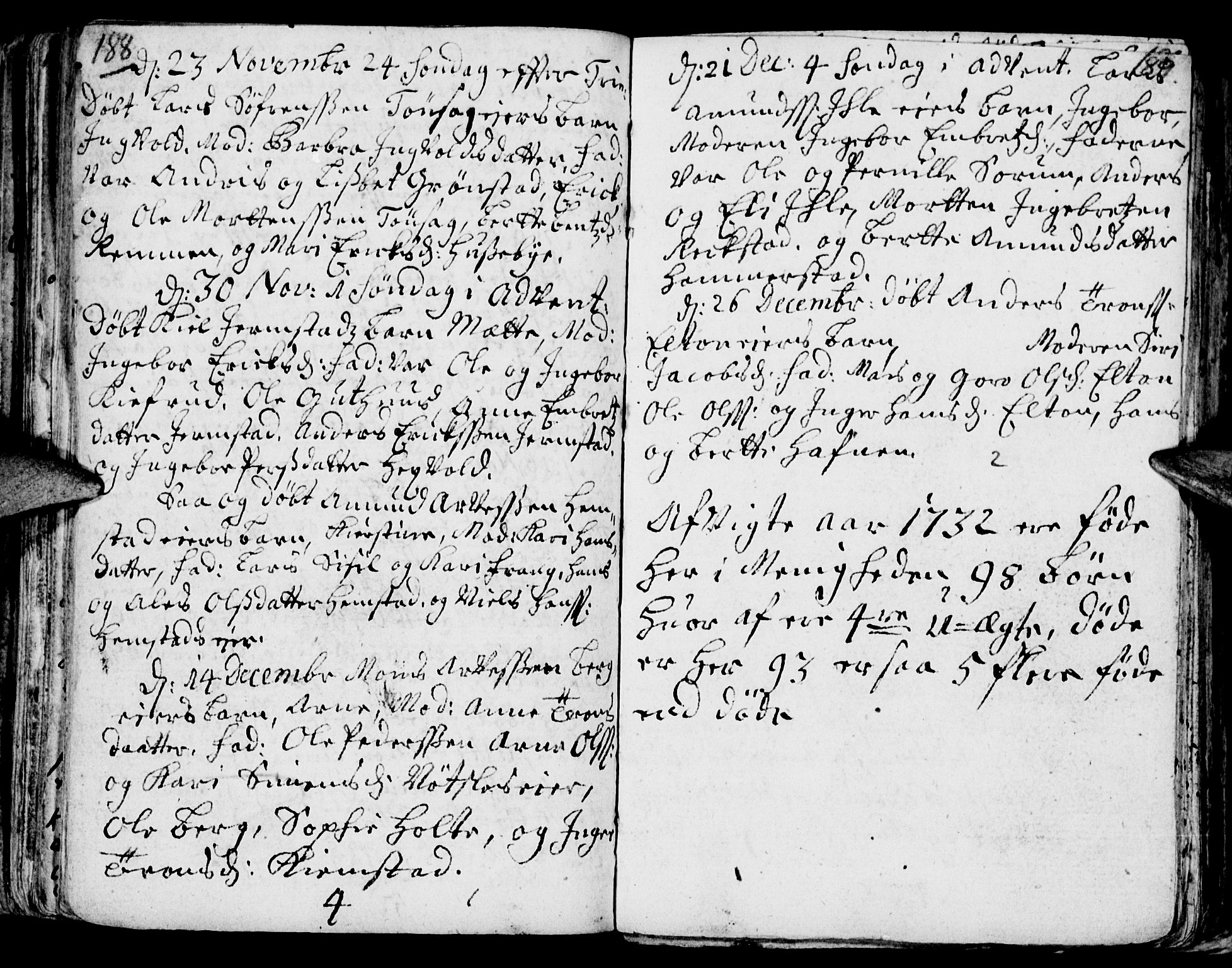 Stange prestekontor, AV/SAH-PREST-002/K/L0002: Parish register (official) no. 2, 1724-1740, p. 188-189