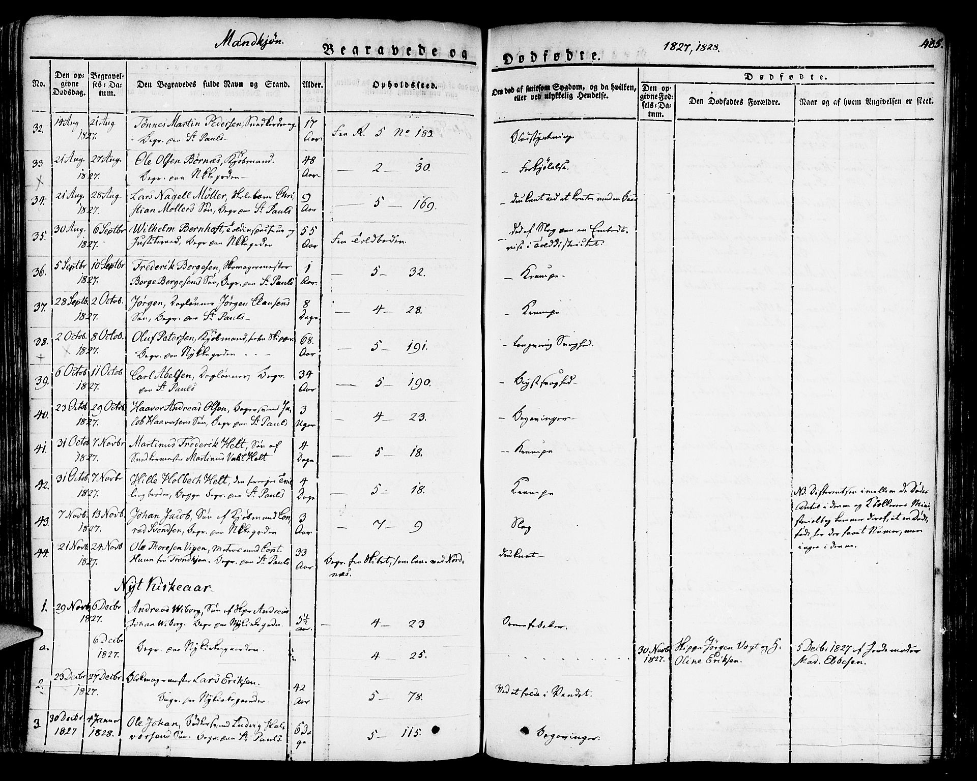 Nykirken Sokneprestembete, SAB/A-77101/H/Haa/L0012: Parish register (official) no. A 12, 1821-1844, p. 485