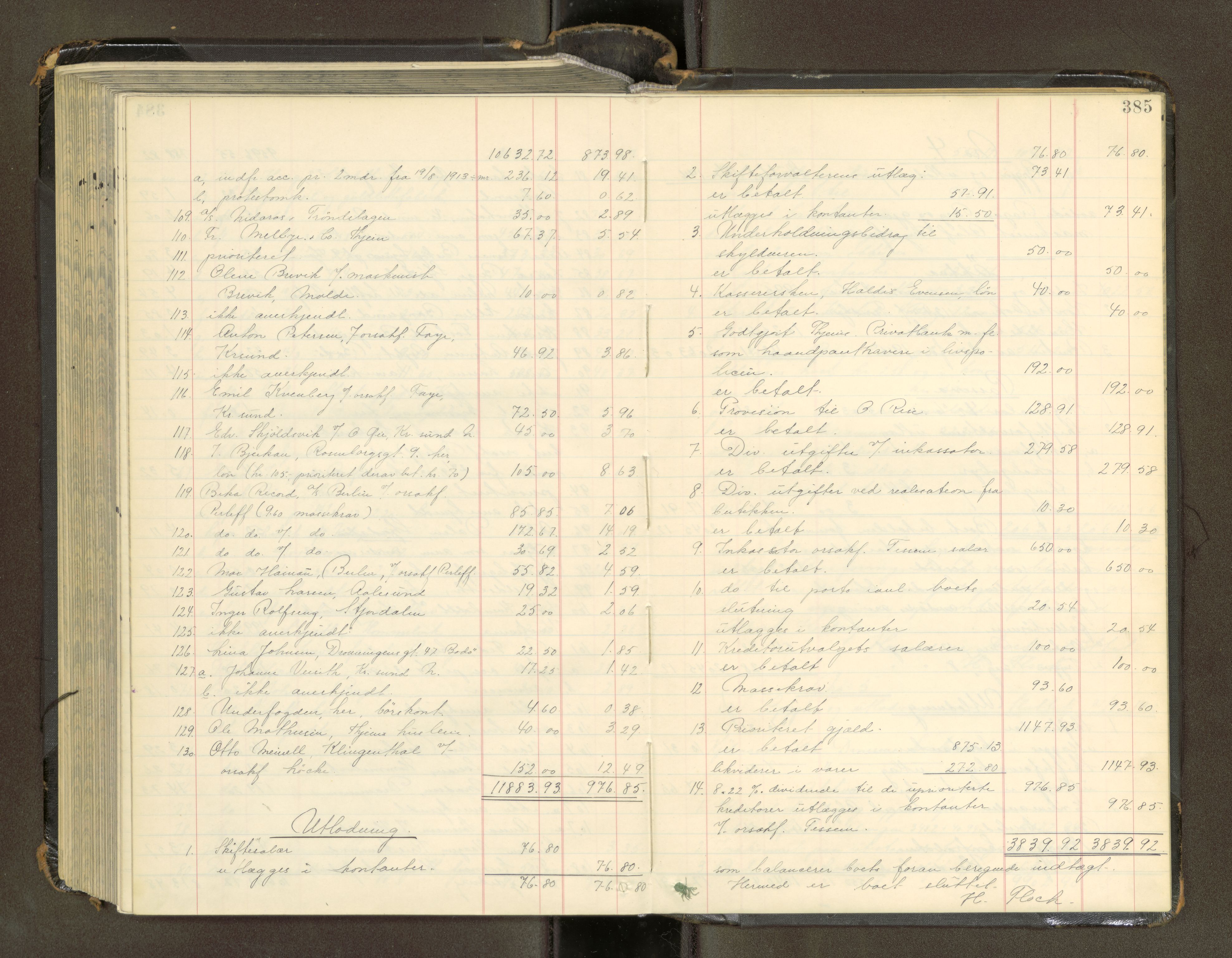 Trondheim byfogd, AV/SAT-A-0003/1/3/3A/L0041: Skifteutlodningsprotokoll - 1710-5/2. (m/ register), 1913-1916, p. 385