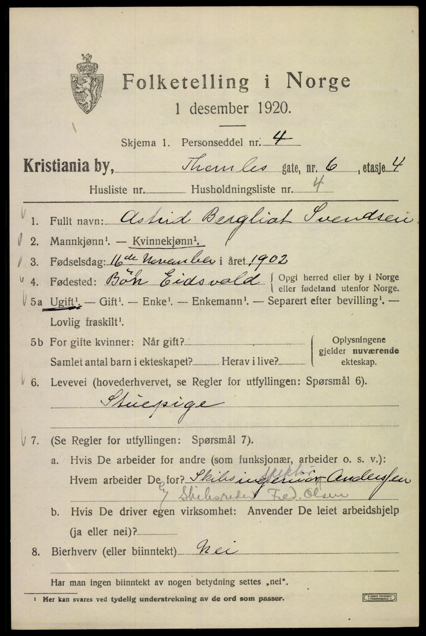 SAO, 1920 census for Kristiania, 1920, p. 573261