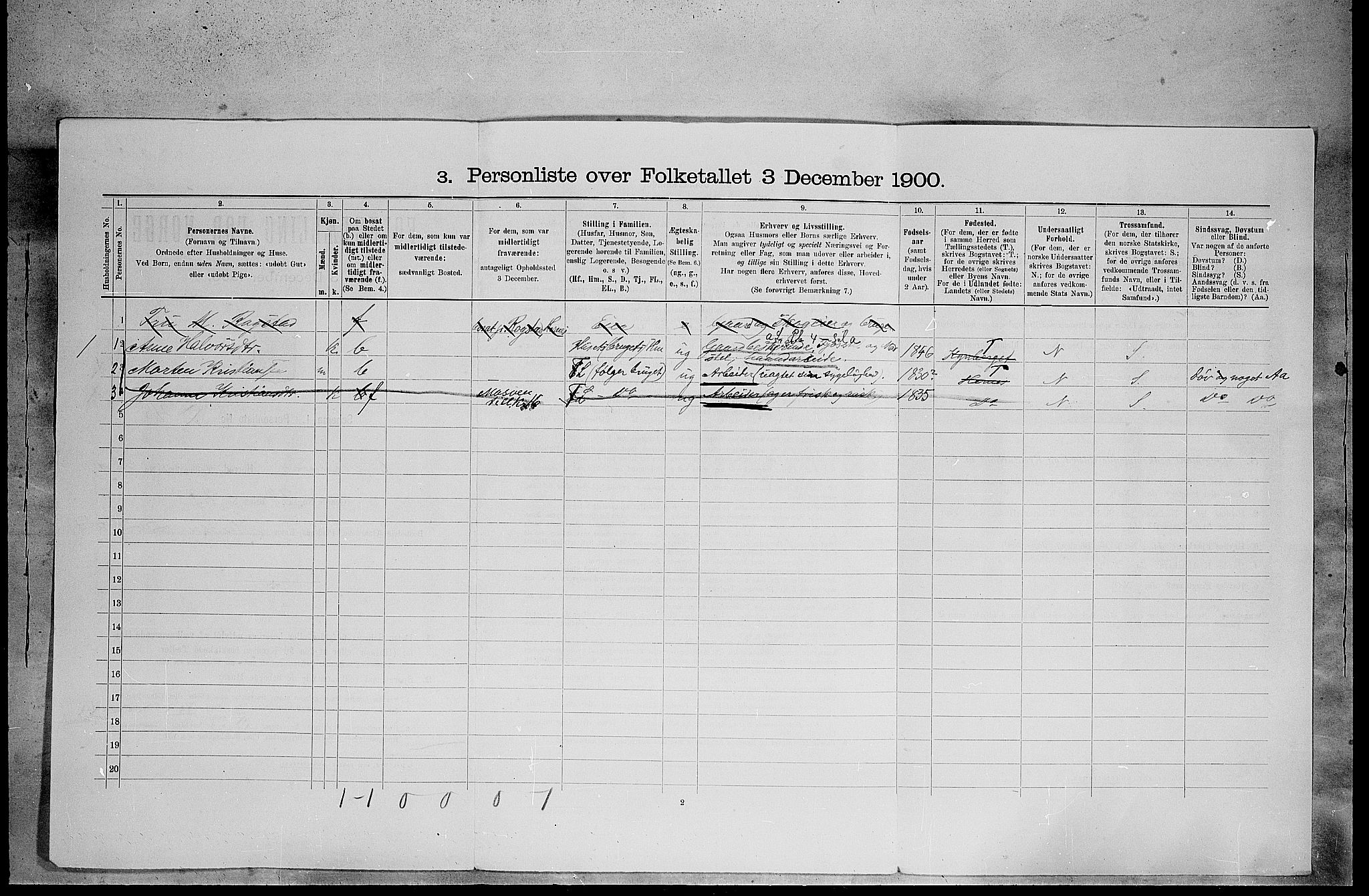 SAH, 1900 census for Elverum, 1900, p. 2685