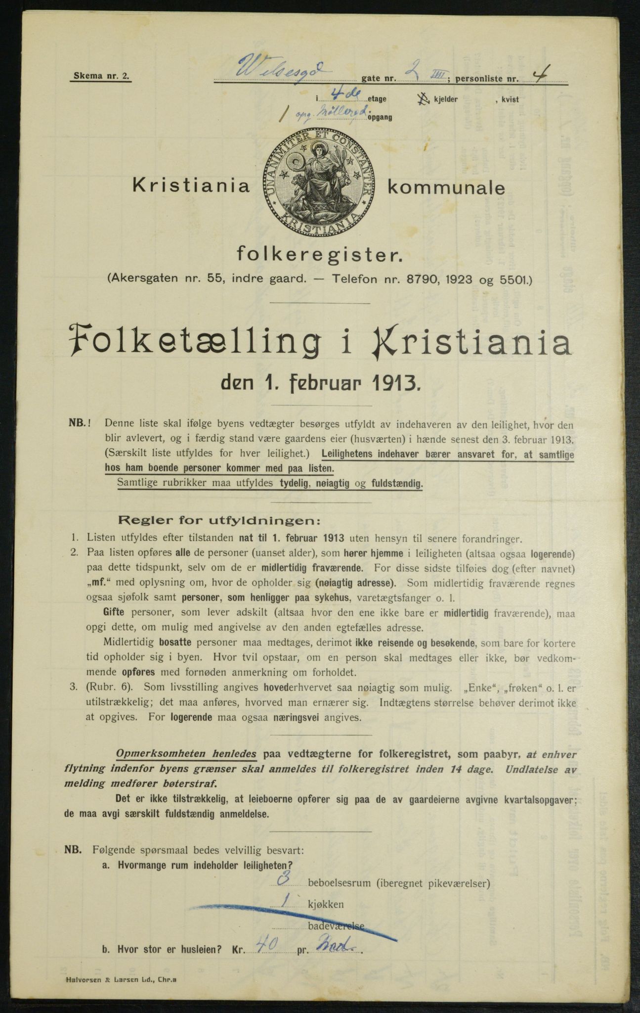 OBA, Municipal Census 1913 for Kristiania, 1913, p. 128160