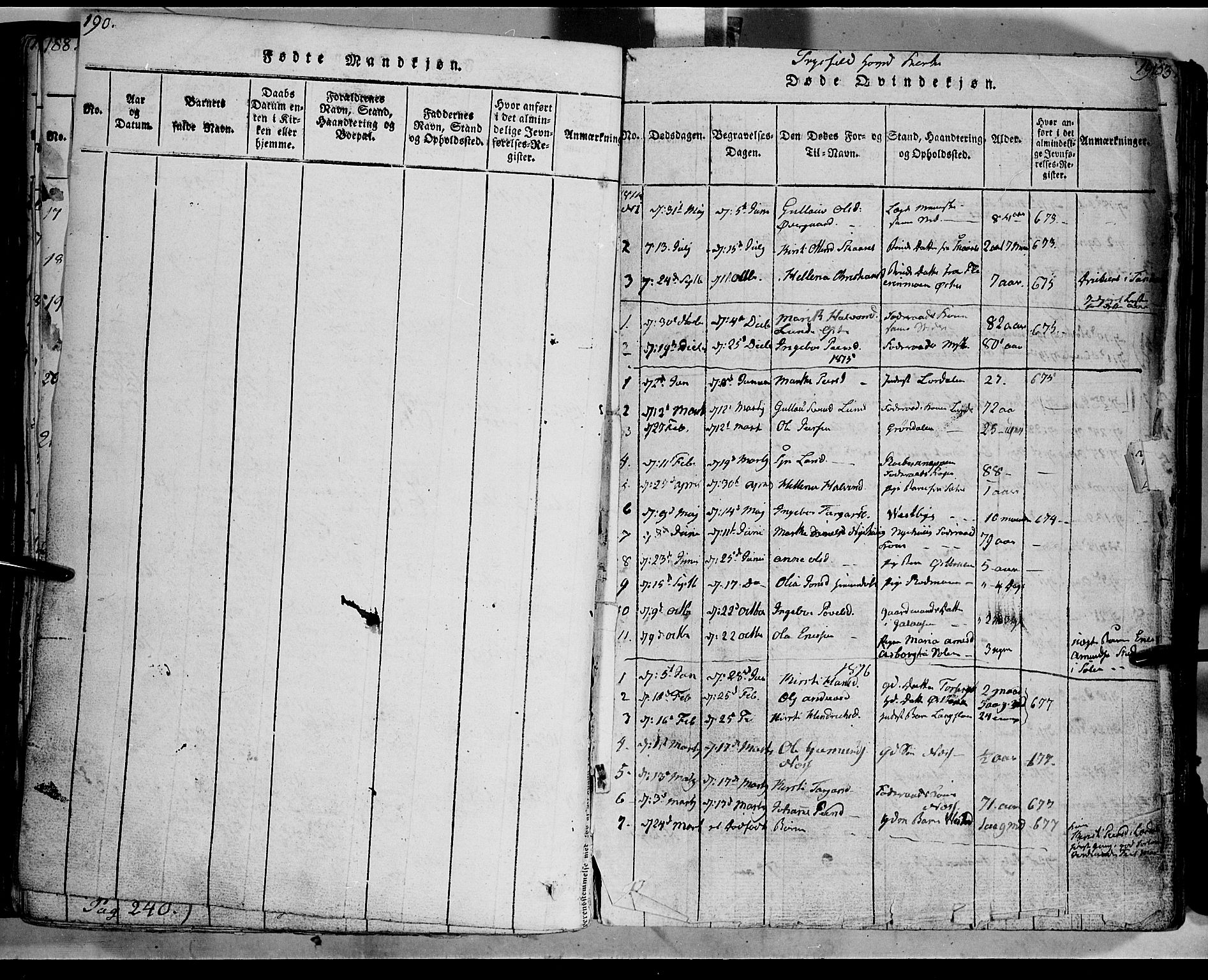 Trysil prestekontor, AV/SAH-PREST-046/H/Ha/Haa/L0003: Parish register (official) no. 3 /1, 1814-1841, p. 190-191