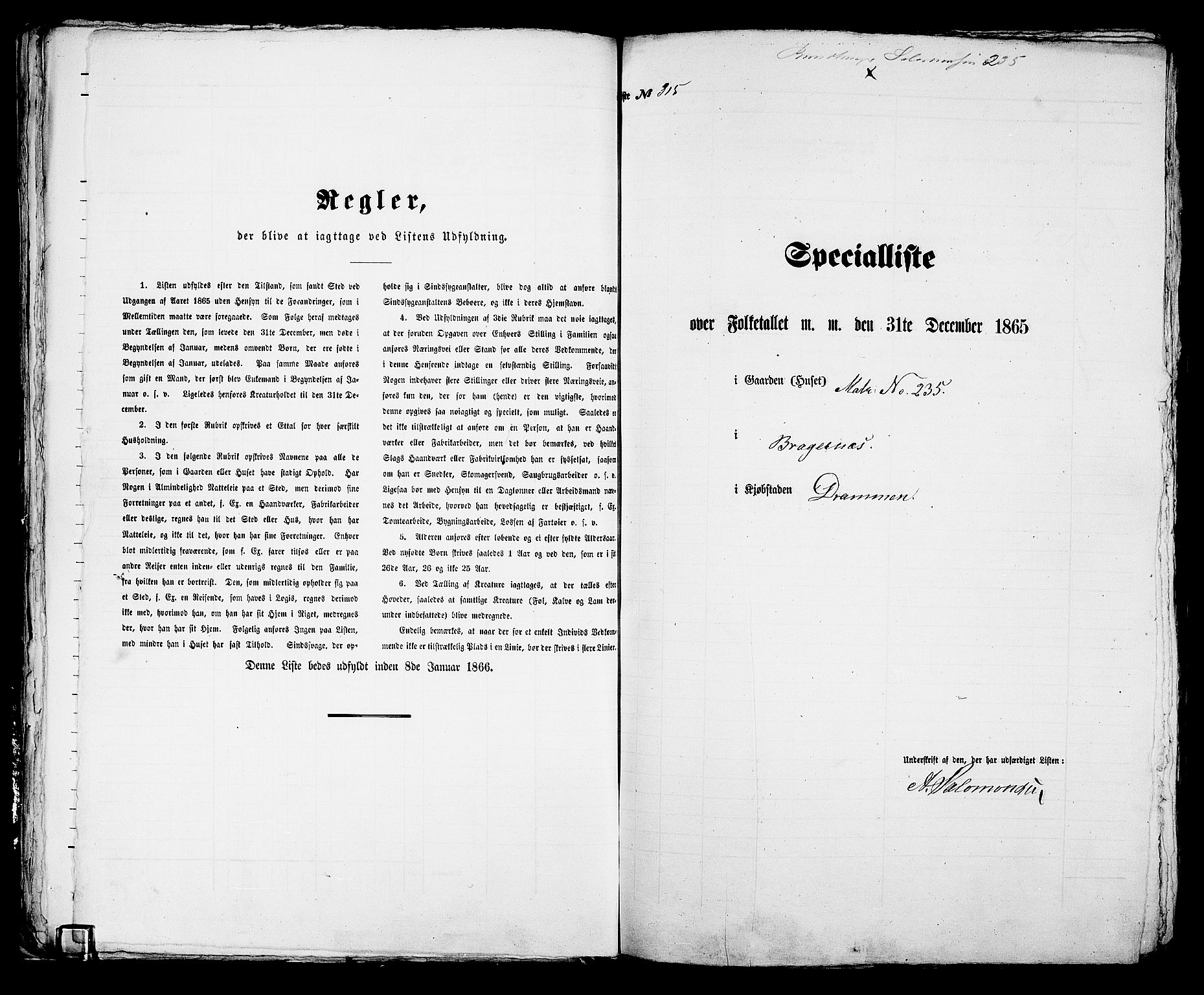 RA, 1865 census for Bragernes in Drammen, 1865, p. 663