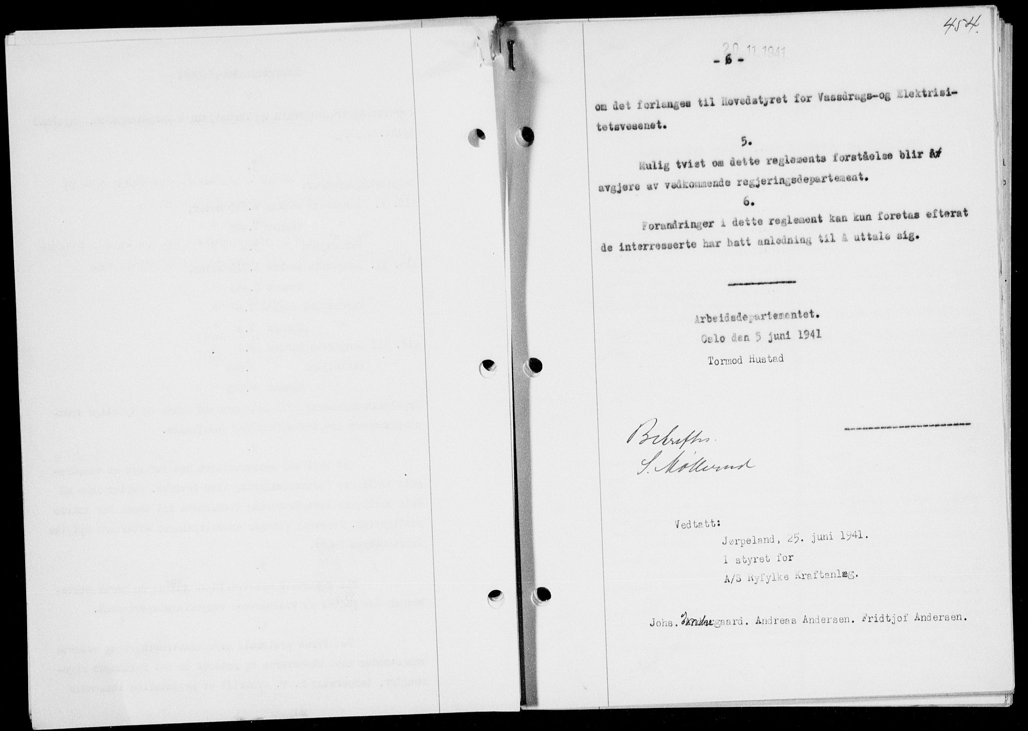 Ryfylke tingrett, SAST/A-100055/001/II/IIB/L0083: Mortgage book no. 62, 1941-1941, Diary no: : 1589/1941