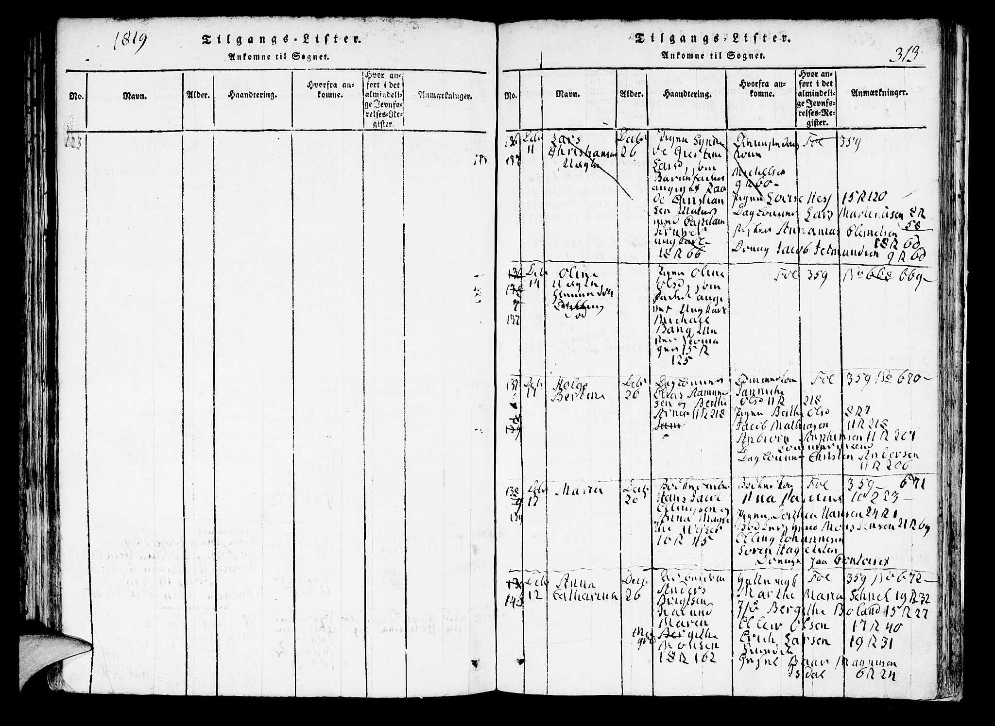 Domkirken sokneprestembete, AV/SAB-A-74801/H/Hab/L0001: Parish register (copy) no. A 1, 1816-1821, p. 313