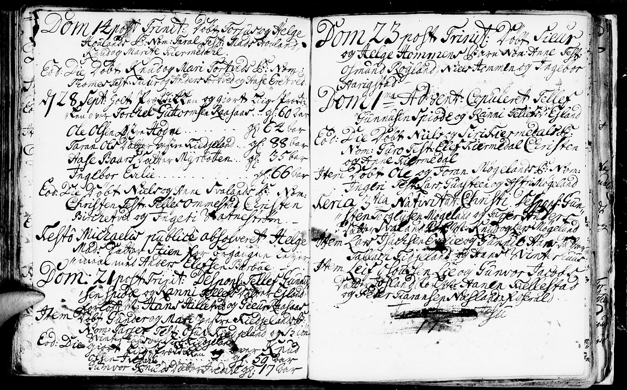 Evje sokneprestkontor, AV/SAK-1111-0008/F/Fa/Fac/L0001: Parish register (official) no. A 1, 1705-1764, p. 279-280