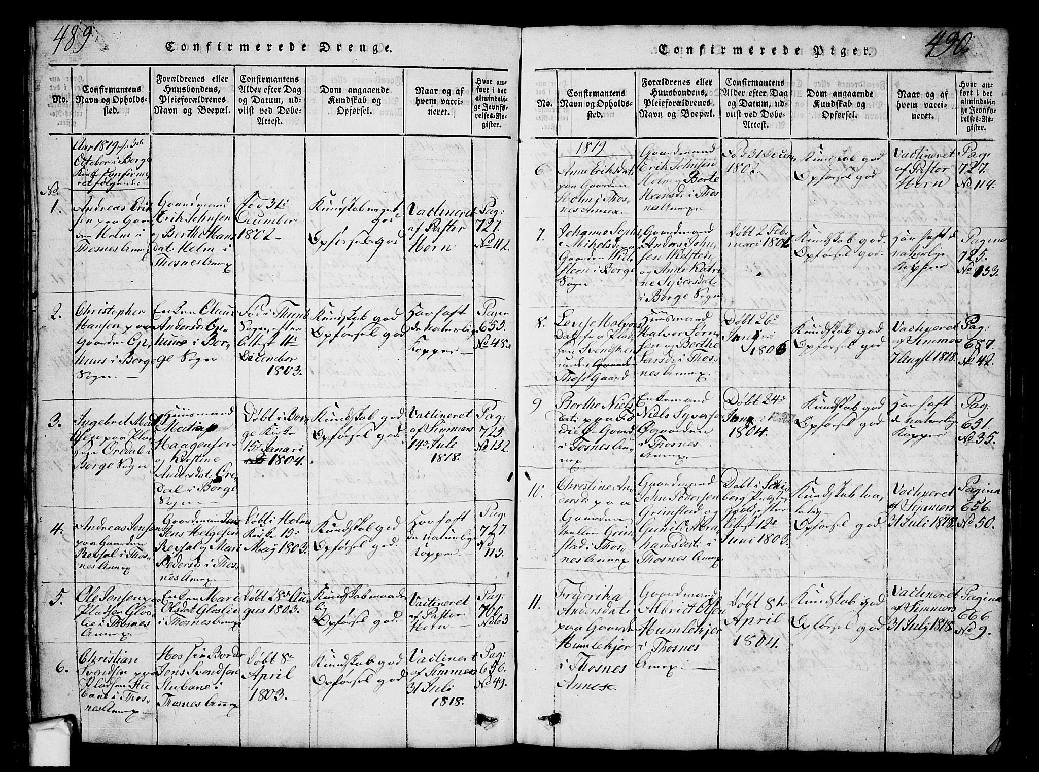 Borge prestekontor Kirkebøker, AV/SAO-A-10903/G/Ga/L0001: Parish register (copy) no.  I 1, 1815-1835, p. 489-490