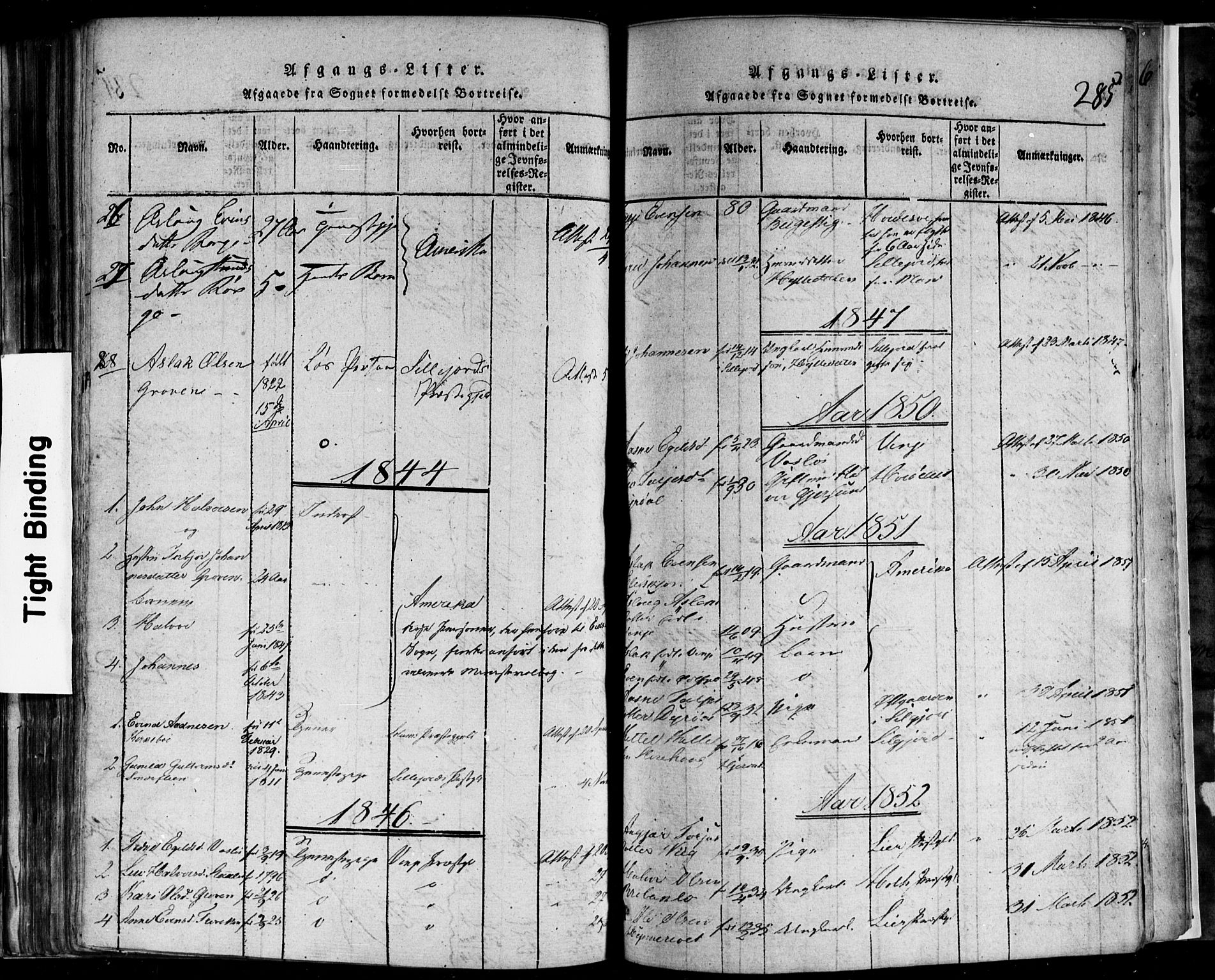 Rauland kirkebøker, SAKO/A-292/F/Fa/L0002: Parish register (official) no. 2, 1815-1860, p. 285