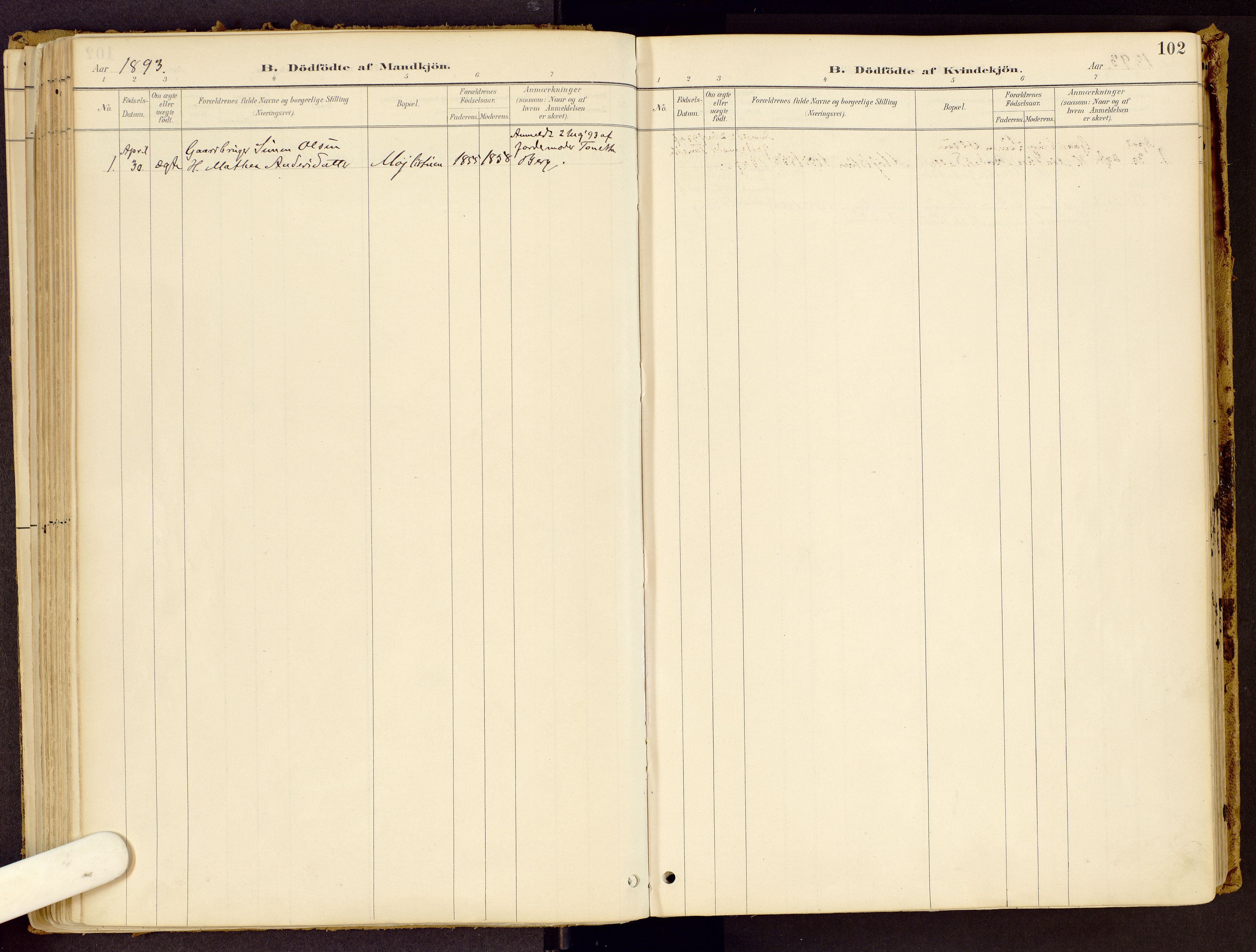 Vestre Gausdal prestekontor, SAH/PREST-094/H/Ha/Haa/L0001: Parish register (official) no. 1, 1887-1914, p. 102