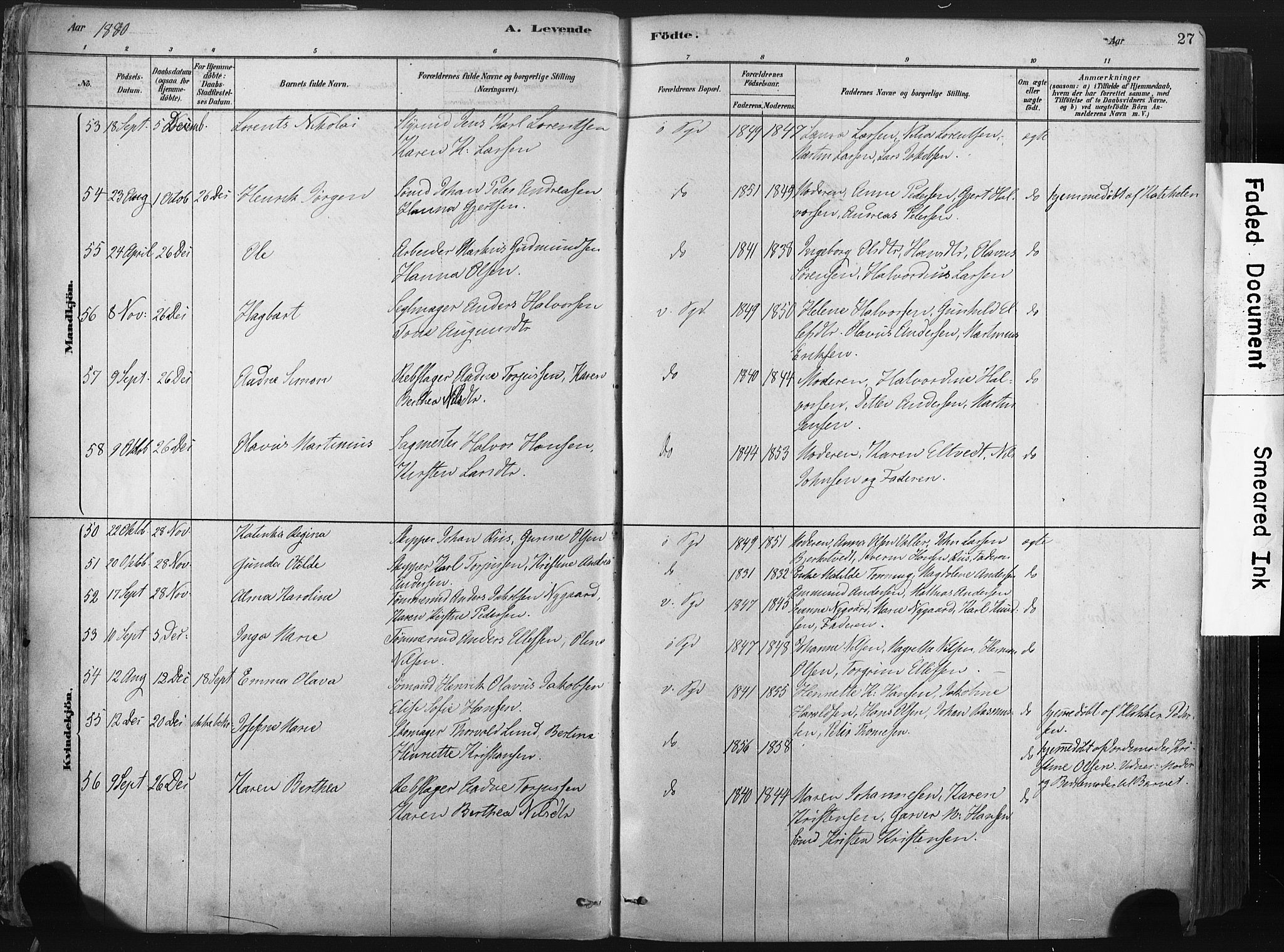 Porsgrunn kirkebøker , SAKO/A-104/F/Fa/L0008: Parish register (official) no. 8, 1878-1895, p. 27