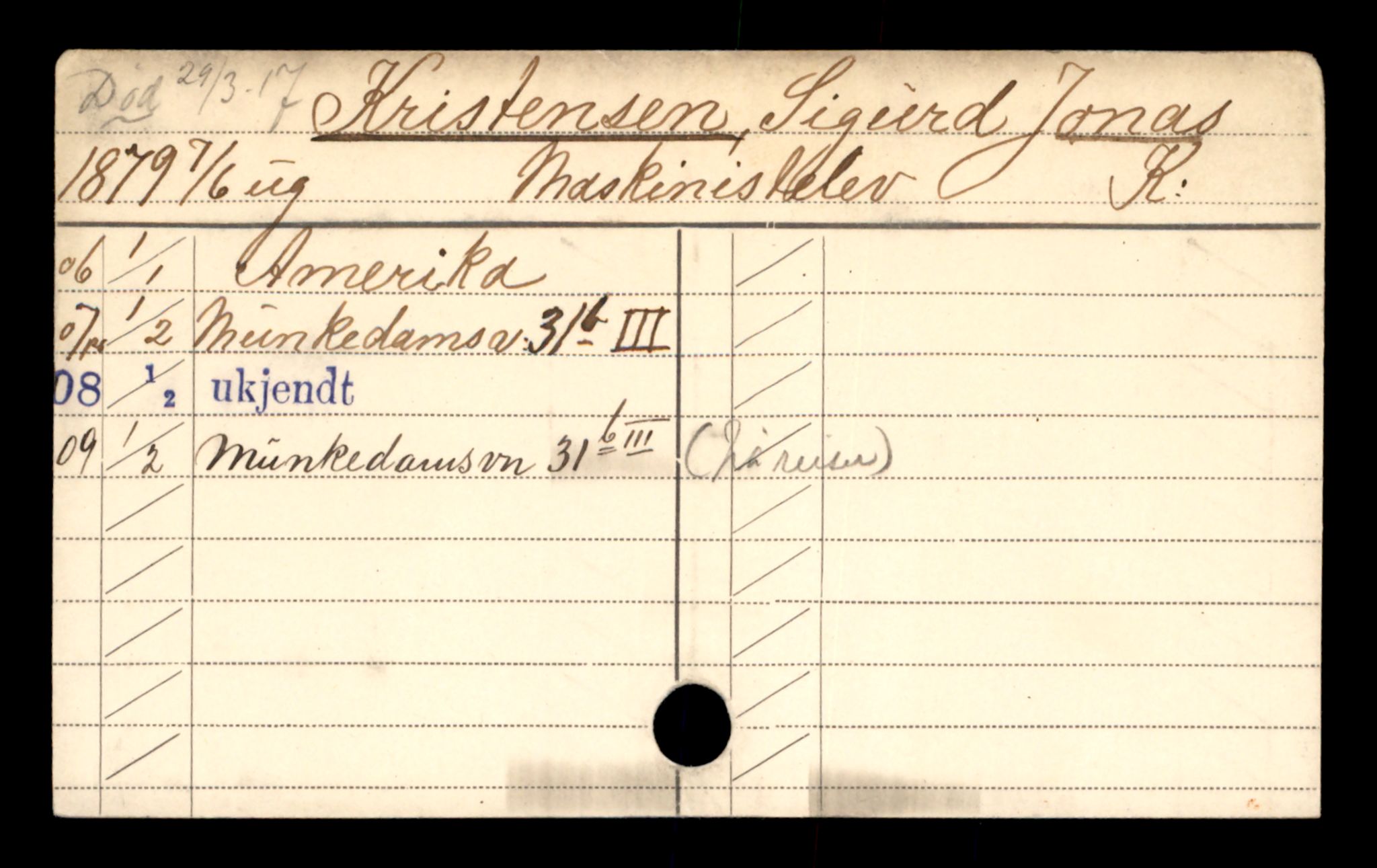 Oslo folkeregister, Registerkort, SAO/A-11715/D/Da/L0051: Menn: Kristensen Jonas - Kristiansen Julius, 1906-1919