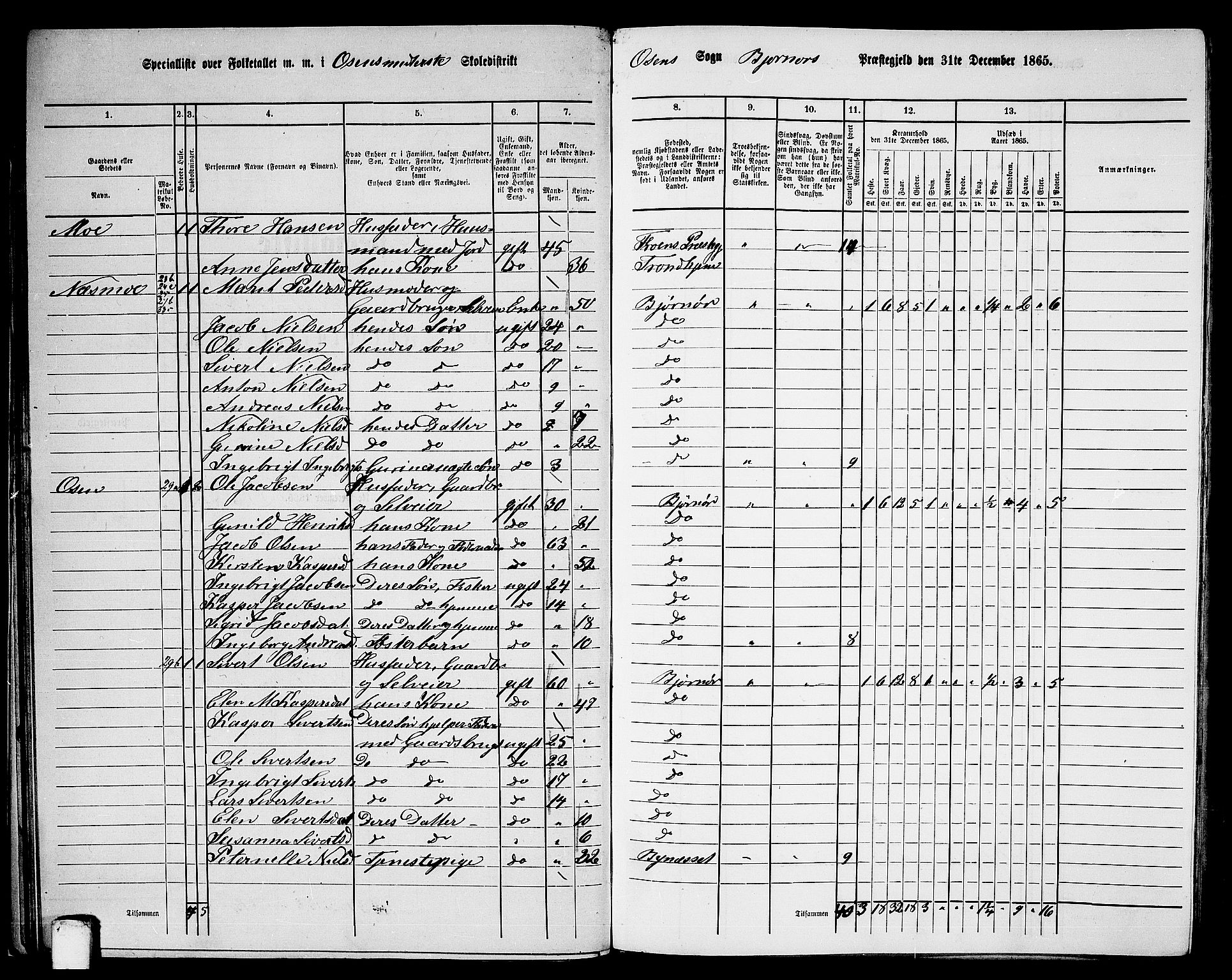 RA, 1865 census for Bjørnør, 1865, p. 37