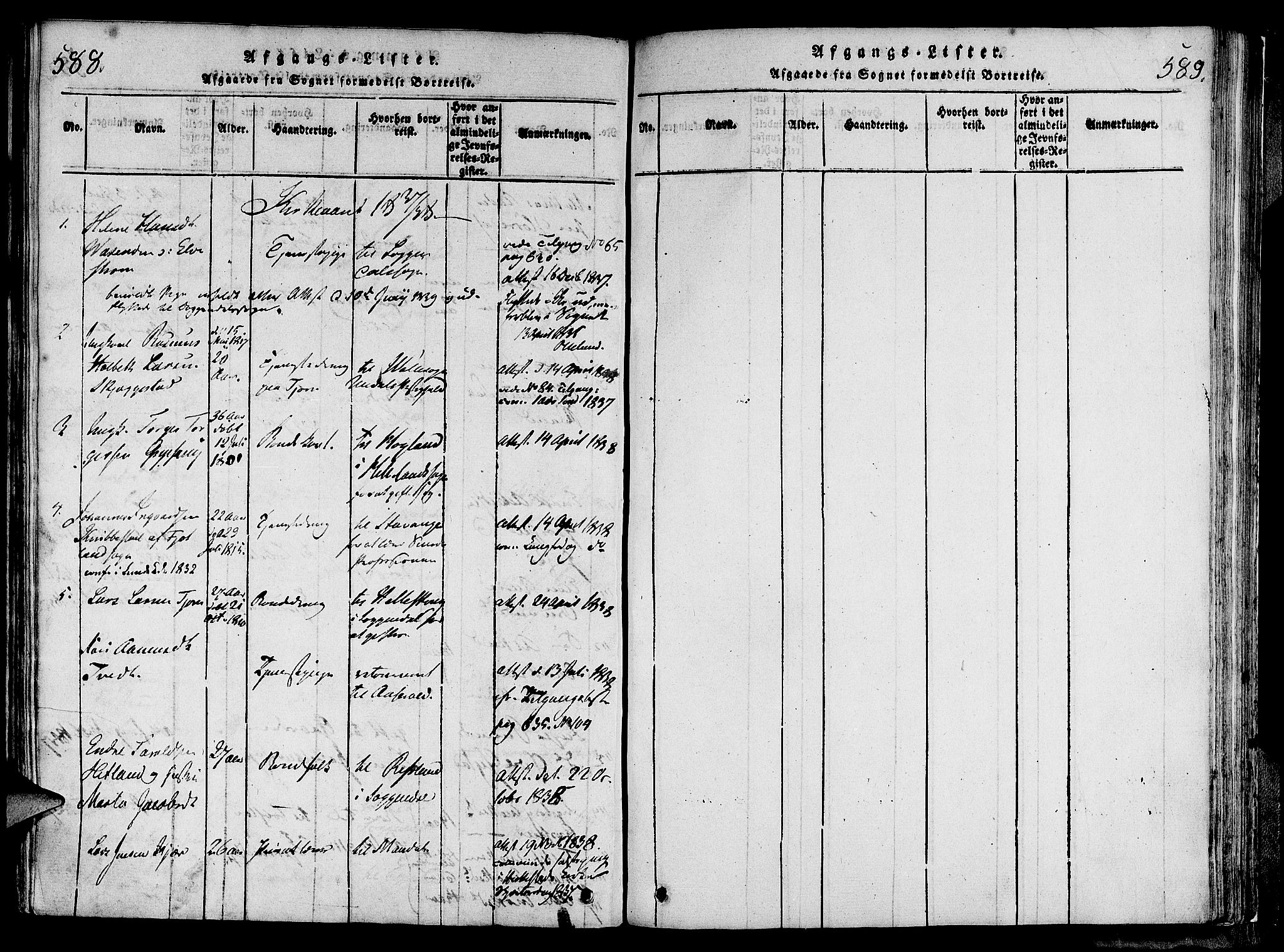Lund sokneprestkontor, SAST/A-101809/S06/L0006: Parish register (official) no. A 6, 1816-1839, p. 588-589