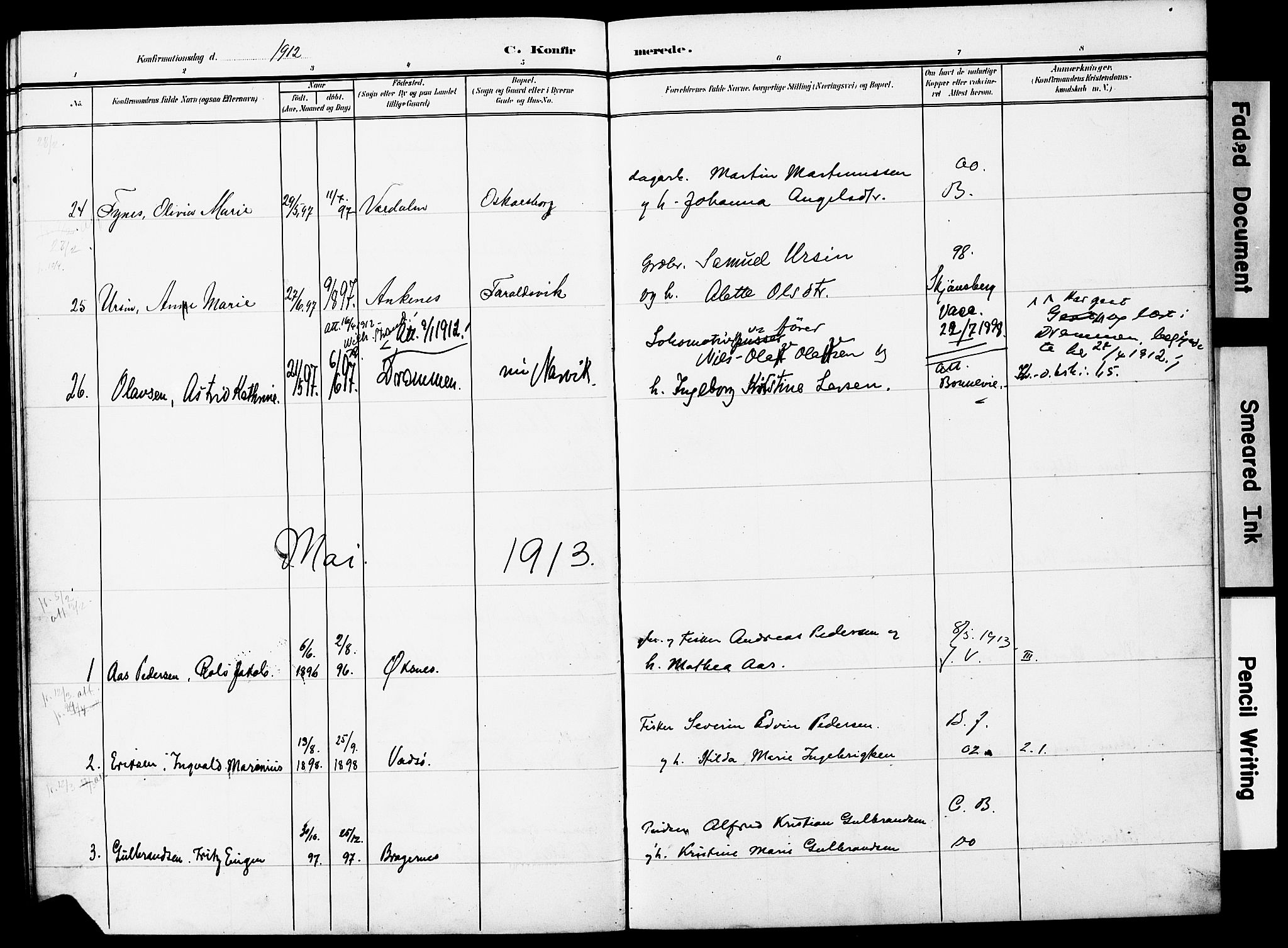 Ministerialprotokoller, klokkerbøker og fødselsregistre - Nordland, AV/SAT-A-1459/871/L0987: Parish register (official) no. 871A03, 1909-1914