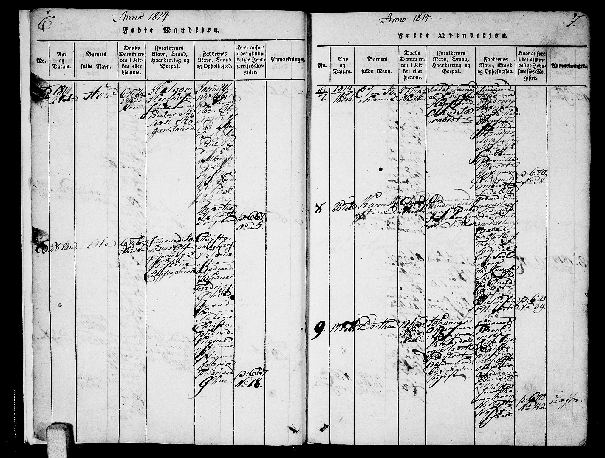 Ås prestekontor Kirkebøker, AV/SAO-A-10894/F/Fa/L0003: Parish register (official) no. I 3, 1814-1818, p. 6-7