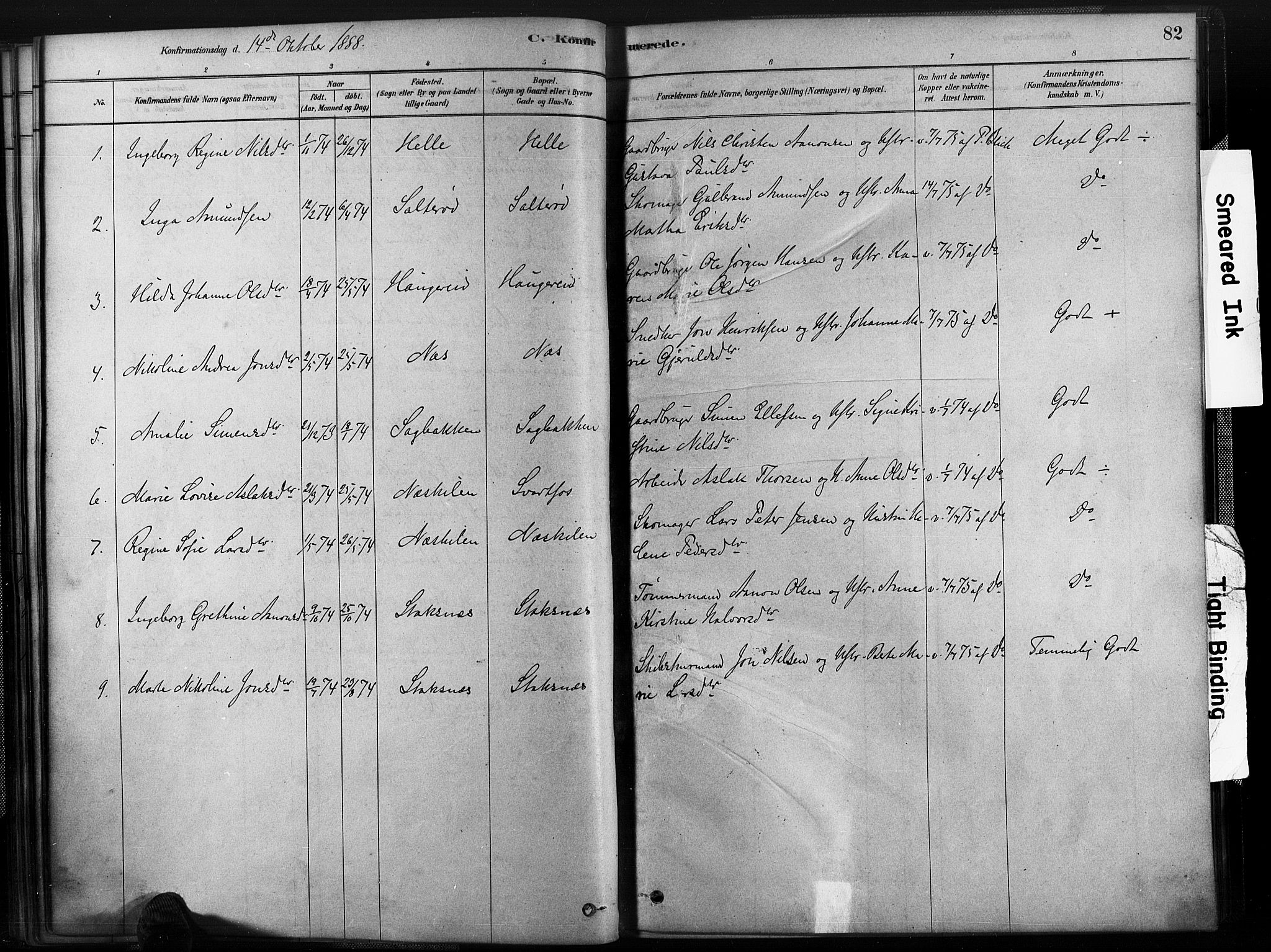 Austre Moland sokneprestkontor, SAK/1111-0001/F/Fa/Fab/L0001: Parish register (official) no. A 1, 1878-1898, p. 82