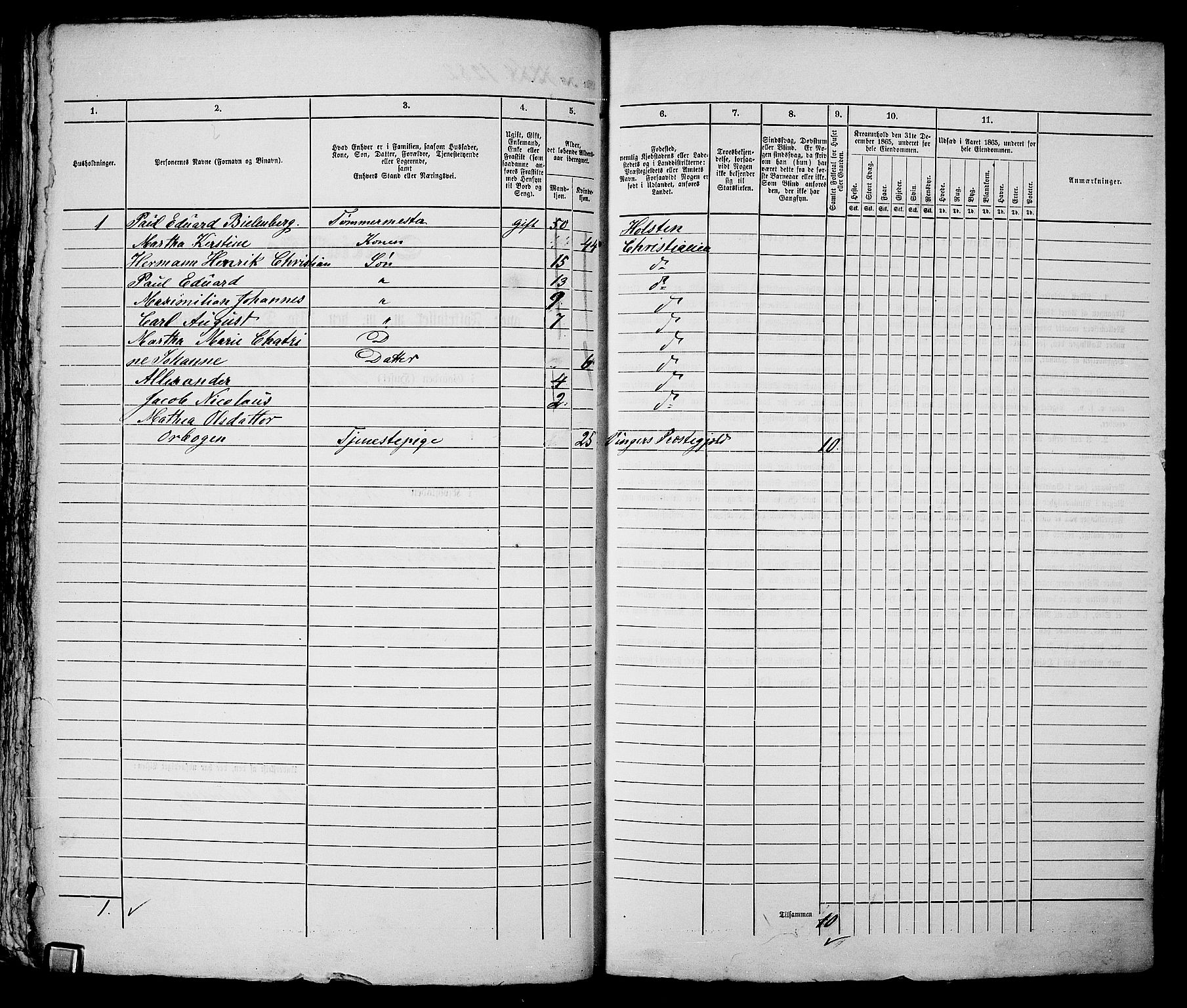 RA, 1865 census for Kristiania, 1865, p. 2907