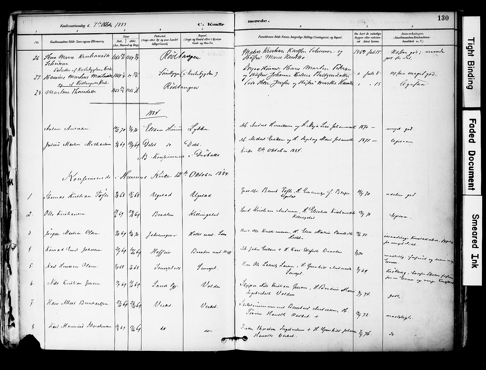 Hurum kirkebøker, SAKO/A-229/F/Fa/L0014: Parish register (official) no. 14, 1882-1895, p. 130