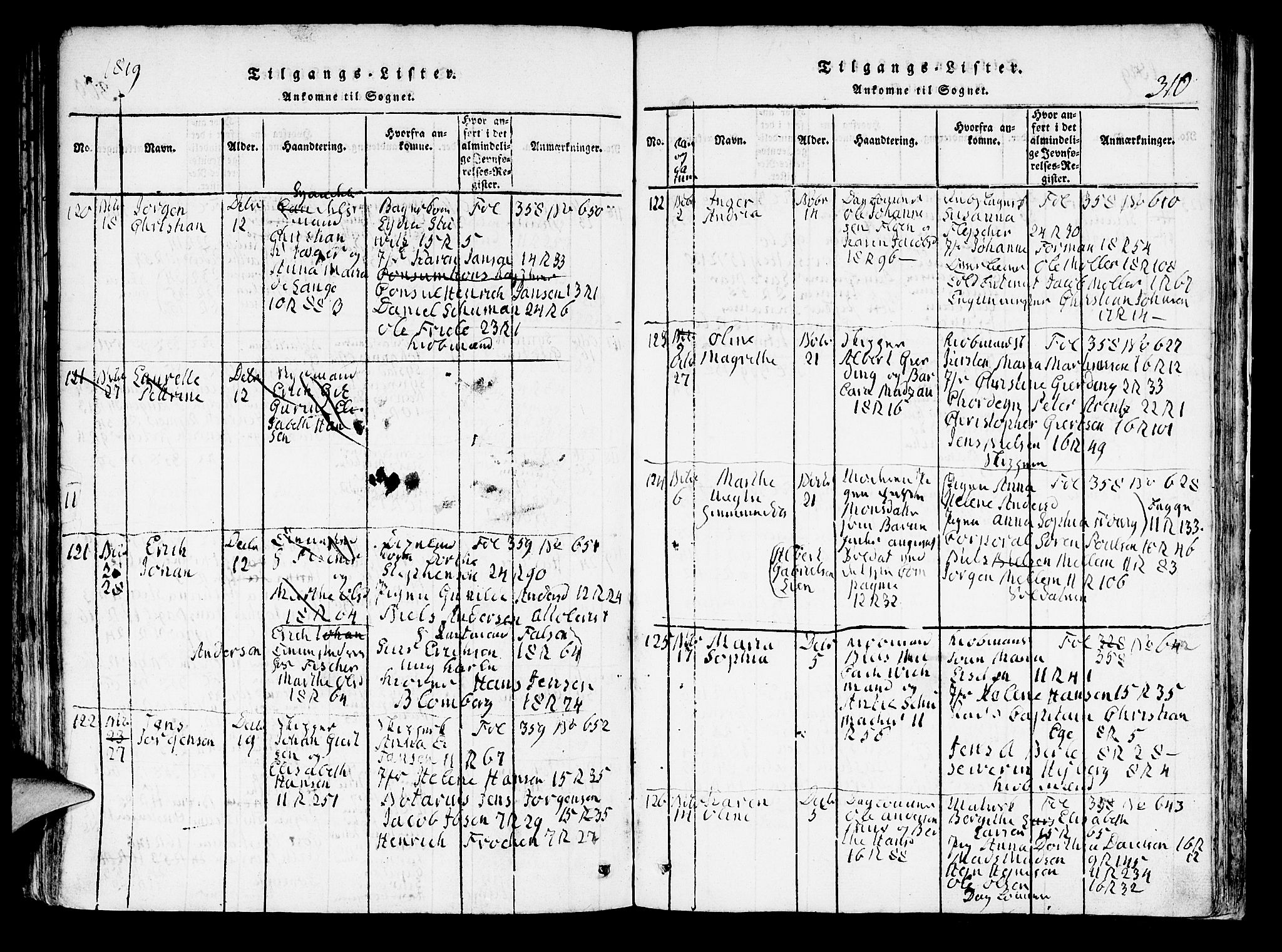 Domkirken sokneprestembete, AV/SAB-A-74801/H/Hab/L0001: Parish register (copy) no. A 1, 1816-1821, p. 310