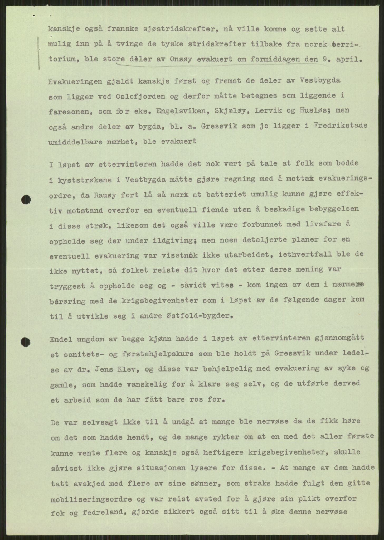 Forsvaret, Forsvarets krigshistoriske avdeling, AV/RA-RAFA-2017/Y/Ya/L0013: II-C-11-31 - Fylkesmenn.  Rapporter om krigsbegivenhetene 1940., 1940, p. 113