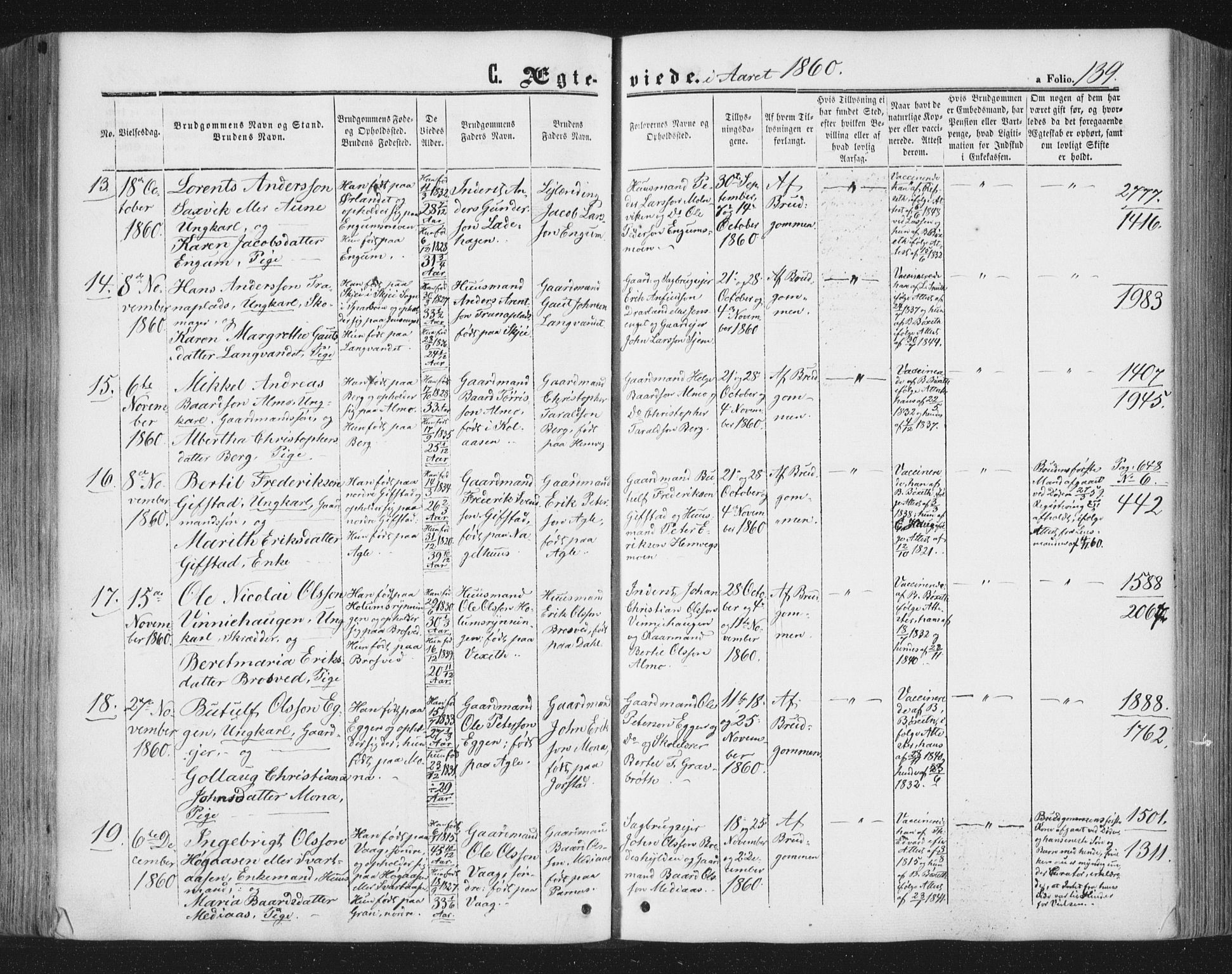 Ministerialprotokoller, klokkerbøker og fødselsregistre - Nord-Trøndelag, SAT/A-1458/749/L0472: Parish register (official) no. 749A06, 1857-1873, p. 139