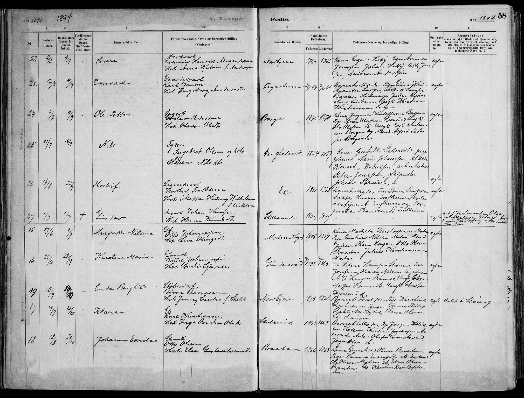 Skoger kirkebøker, AV/SAKO-A-59/F/Fa/L0006: Parish register (official) no. I 6, 1885-1910, p. 58