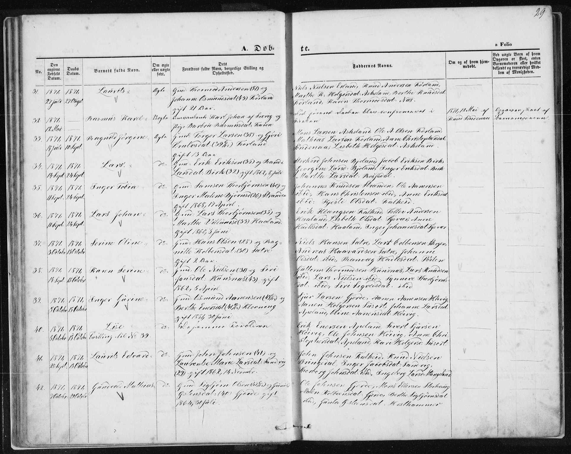 Tysvær sokneprestkontor, AV/SAST-A -101864/H/Ha/Haa/L0005: Parish register (official) no. A 5, 1865-1878, p. 29