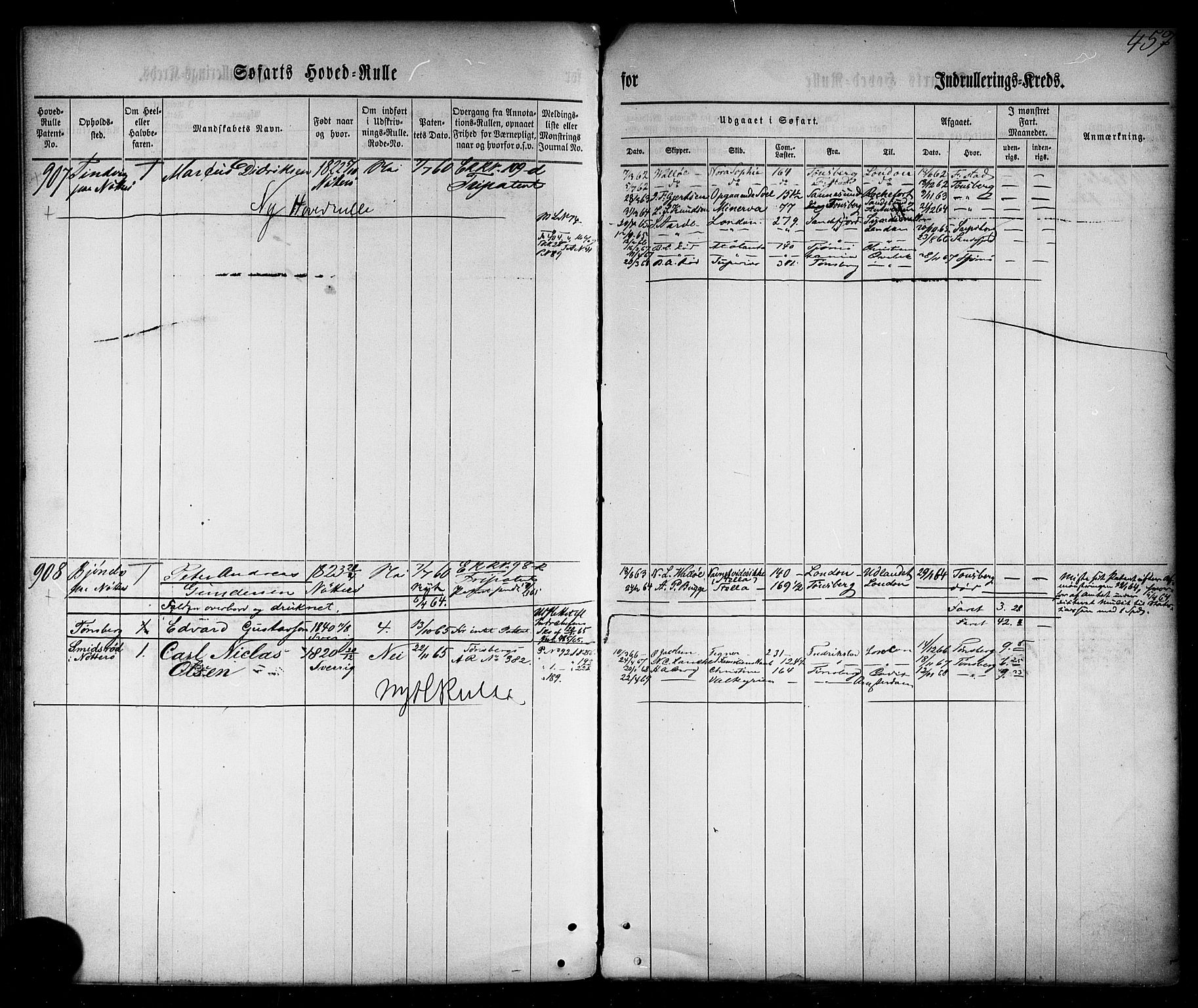 Tønsberg innrulleringskontor, AV/SAKO-A-786/F/Fc/Fca/L0001: Hovedrulle Patent nr. 1-1428, 1860-1861, p. 499