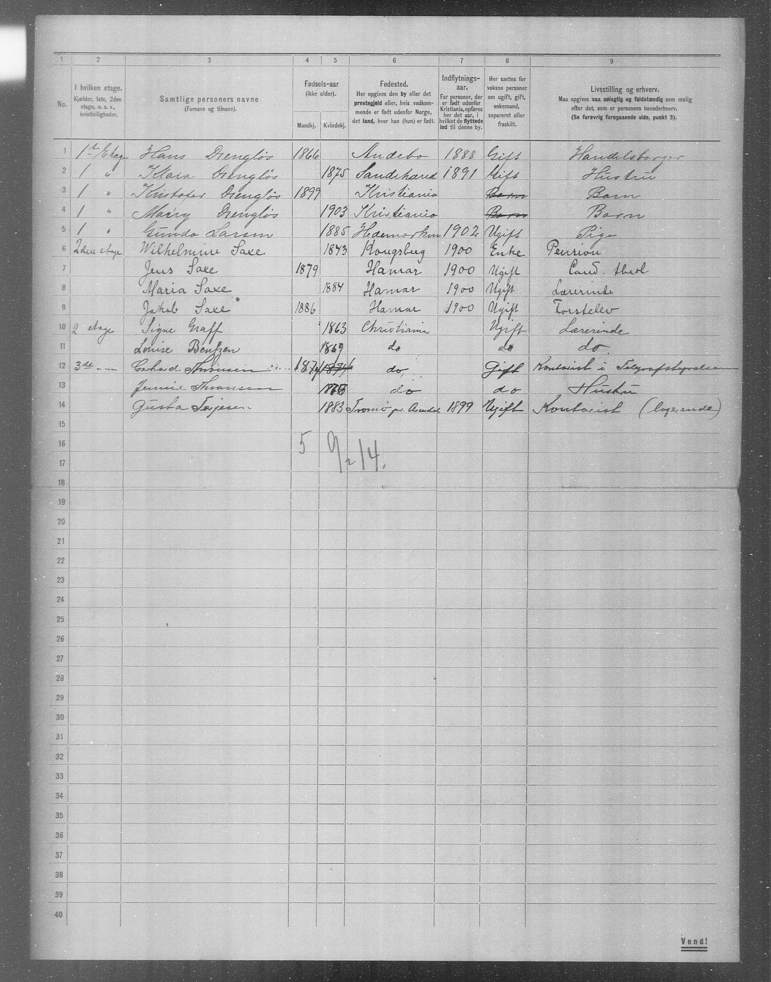 OBA, Municipal Census 1904 for Kristiania, 1904, p. 6572