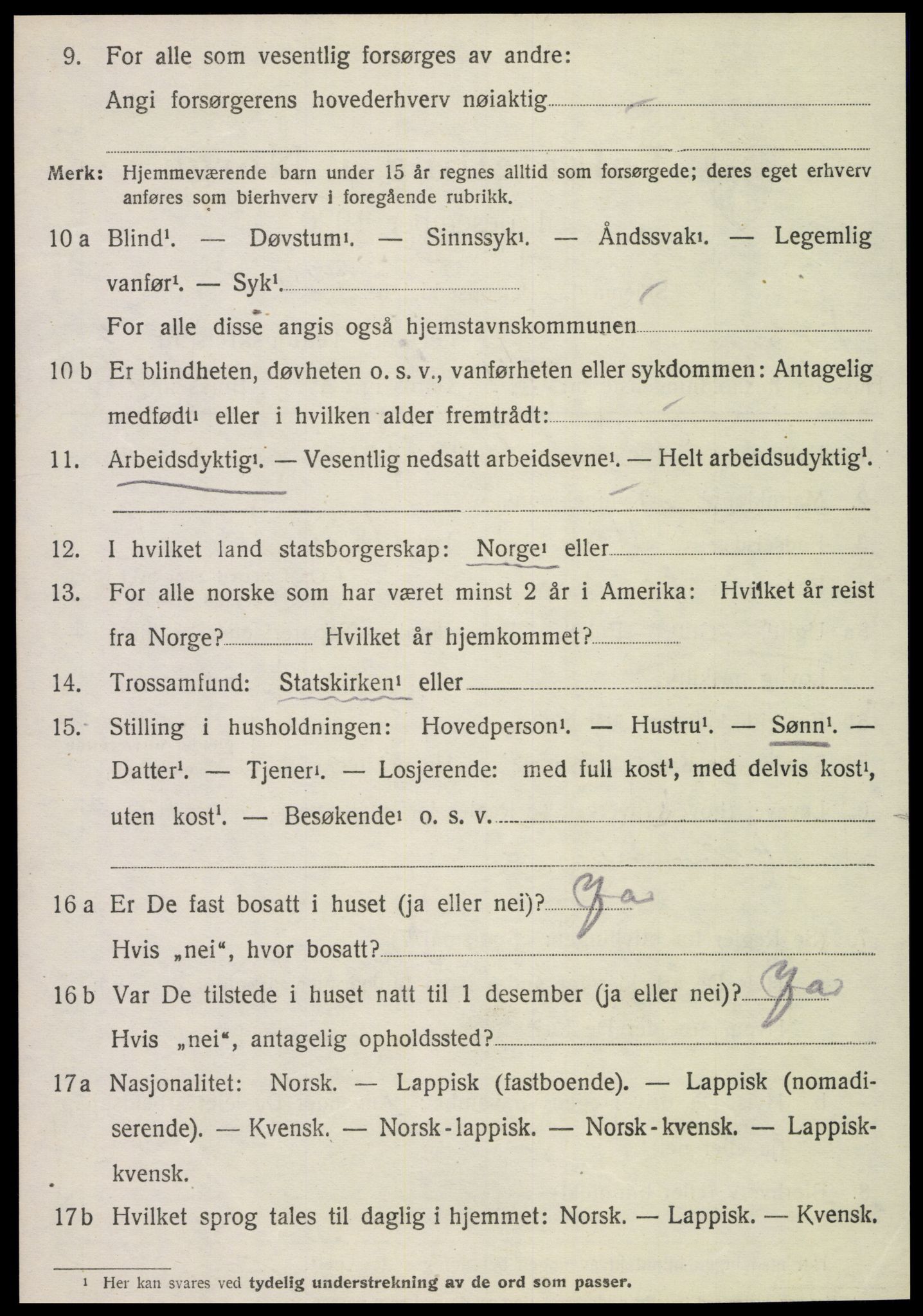 SAT, 1920 census for Fosnes, 1920, p. 716