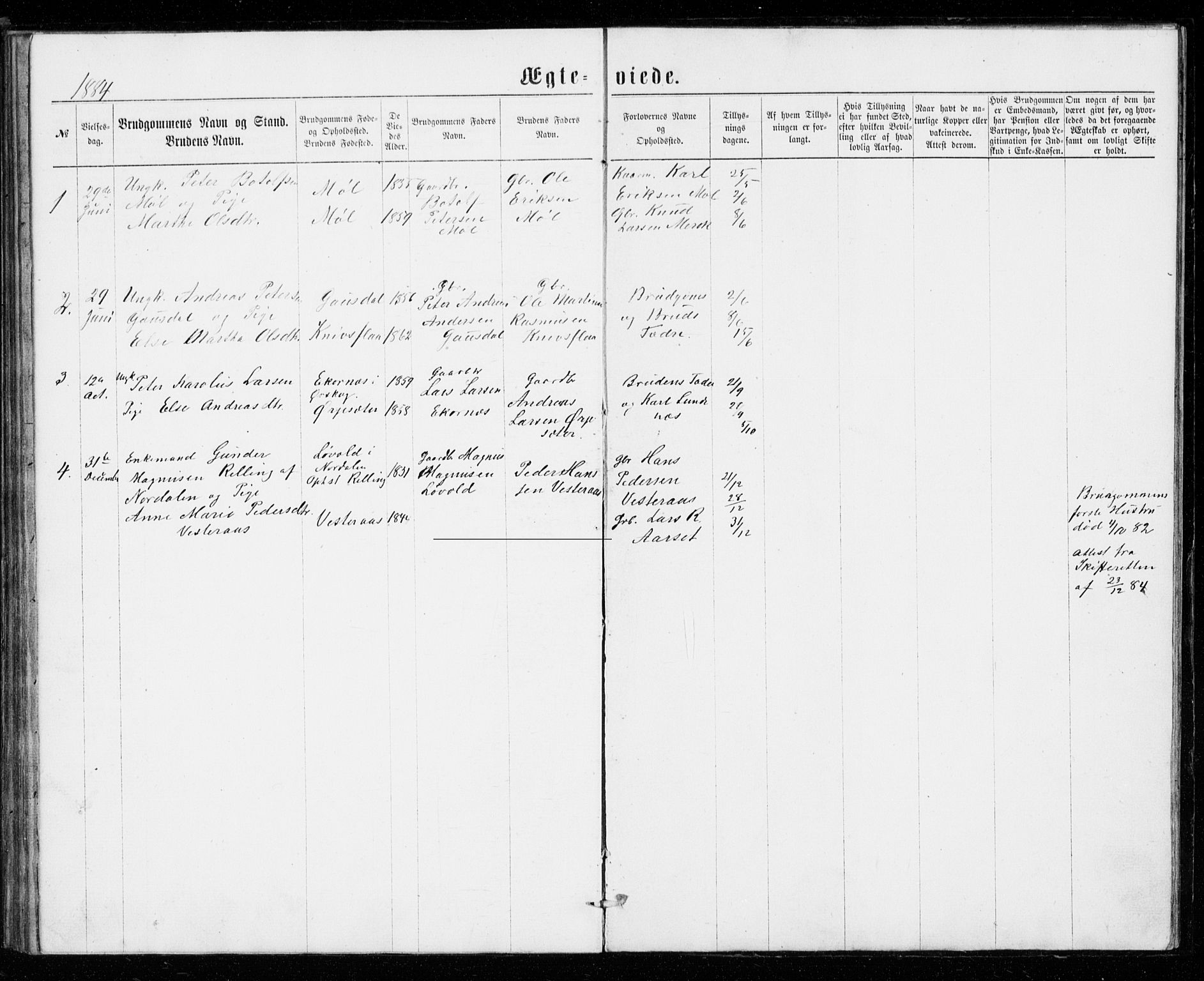 Ministerialprotokoller, klokkerbøker og fødselsregistre - Møre og Romsdal, AV/SAT-A-1454/518/L0234: Parish register (copy) no. 518C01, 1854-1884