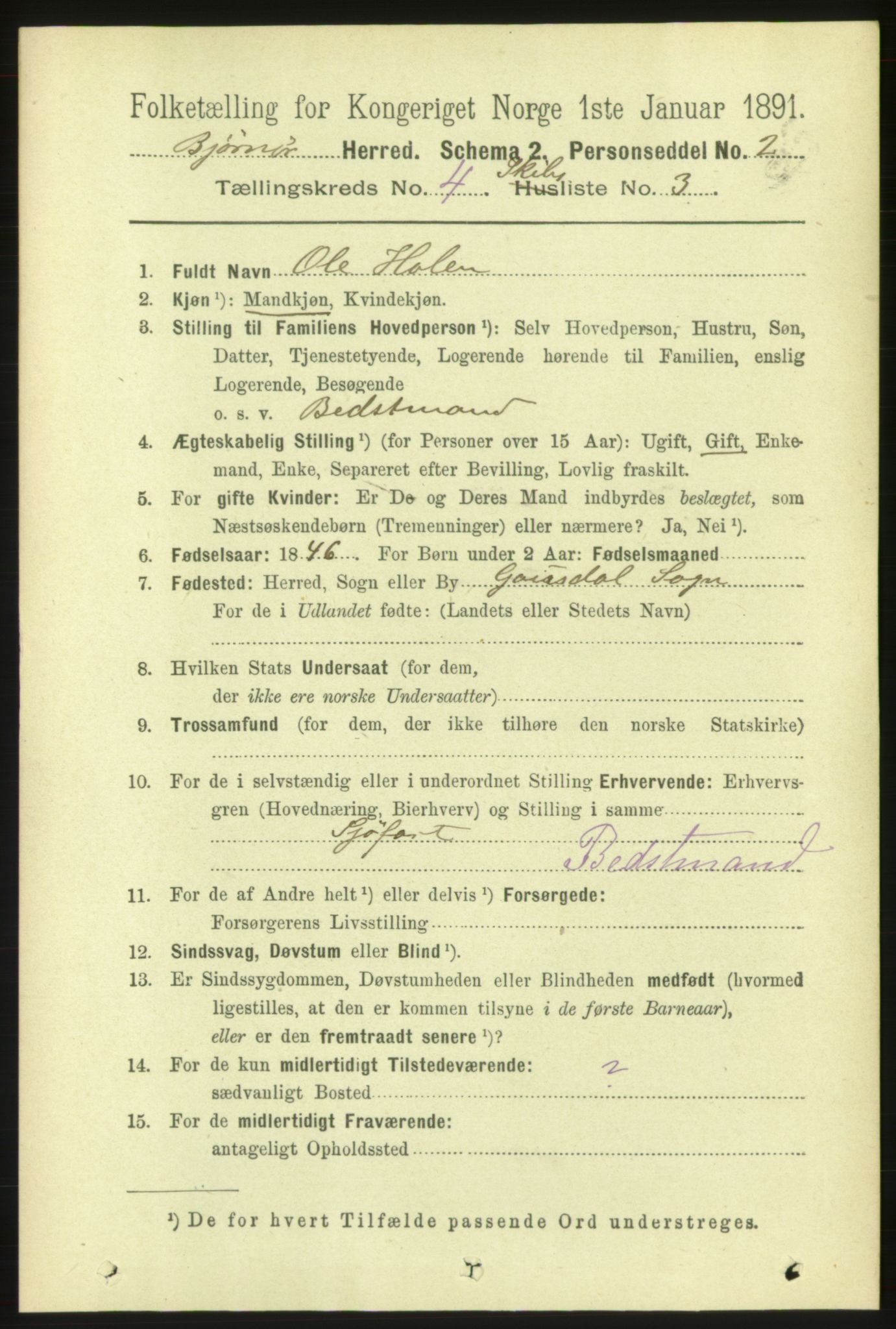 RA, 1891 census for 1632 Bjørnør, 1891, p. 2235