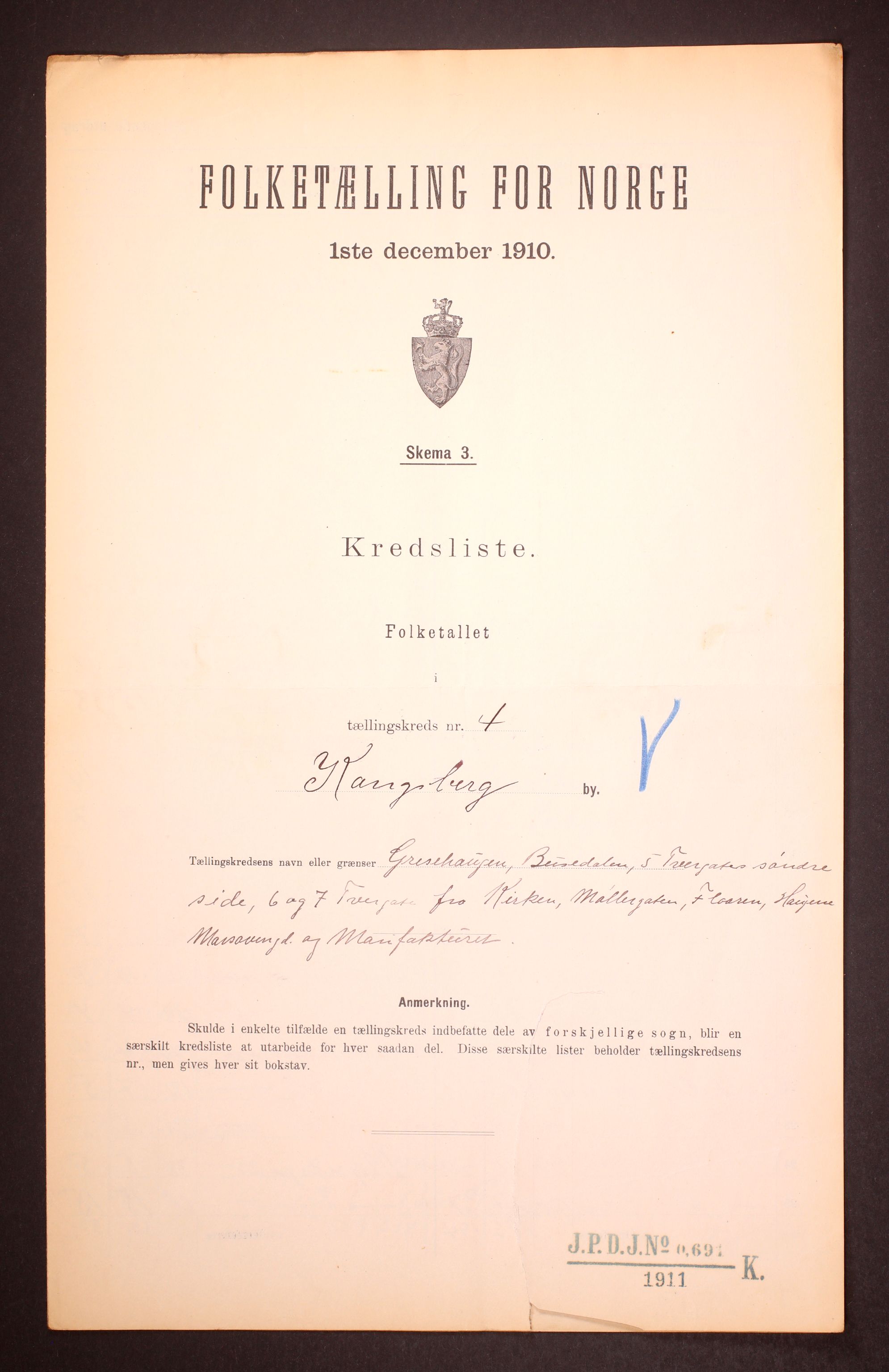 RA, 1910 census for Kongsberg, 1910, p. 15