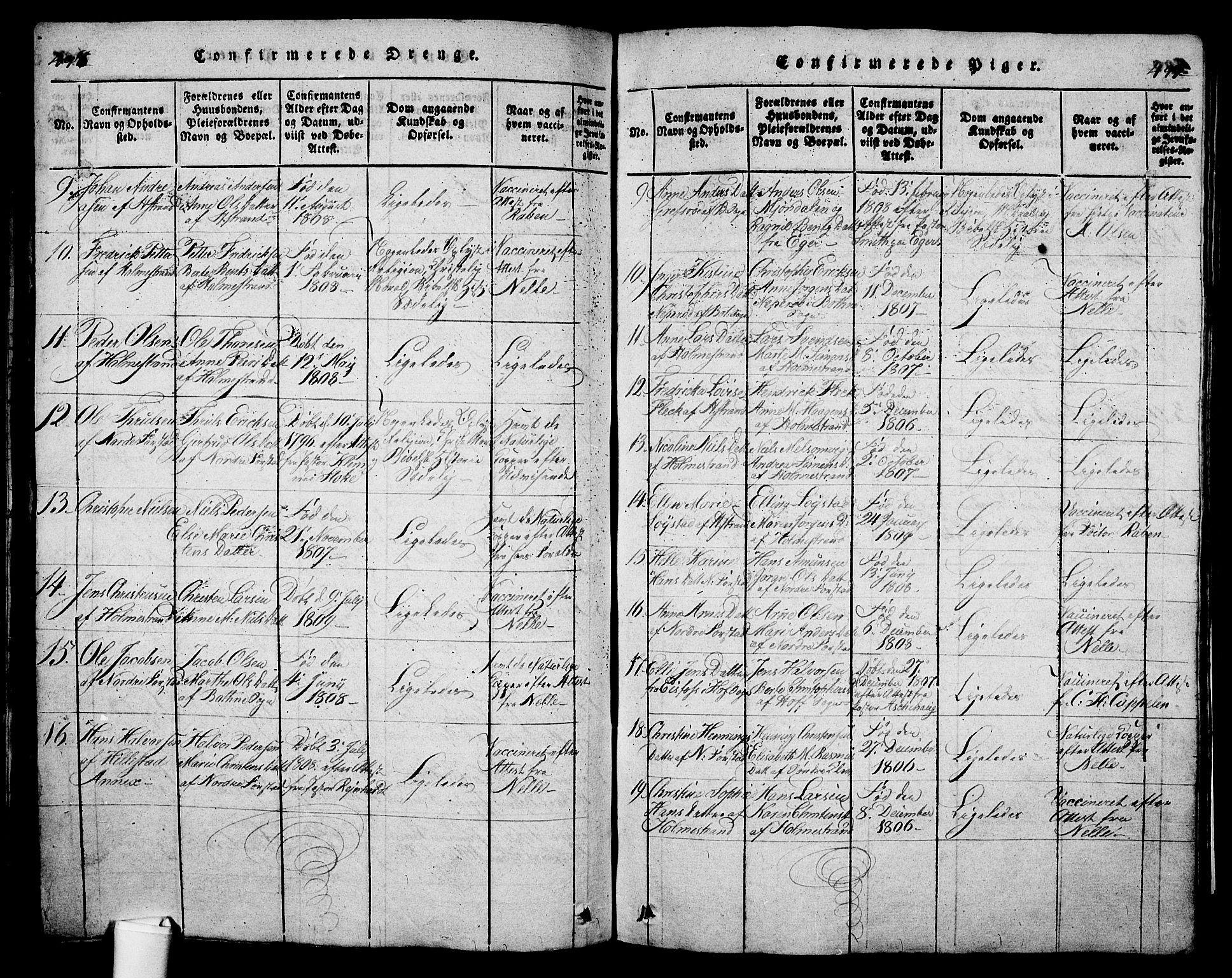 Holmestrand kirkebøker, AV/SAKO-A-346/G/Ga/L0001: Parish register (copy) no. 1, 1814-1848, p. 498-499